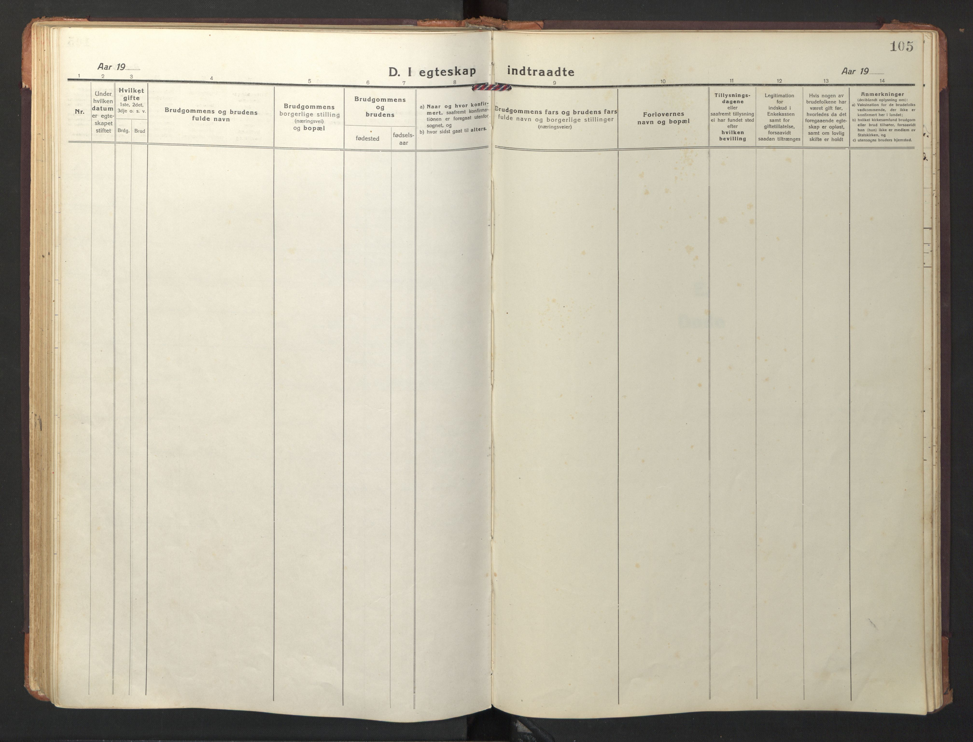 Ministerialprotokoller, klokkerbøker og fødselsregistre - Nord-Trøndelag, SAT/A-1458/733/L0328: Parish register (copy) no. 733C03, 1919-1966, p. 105