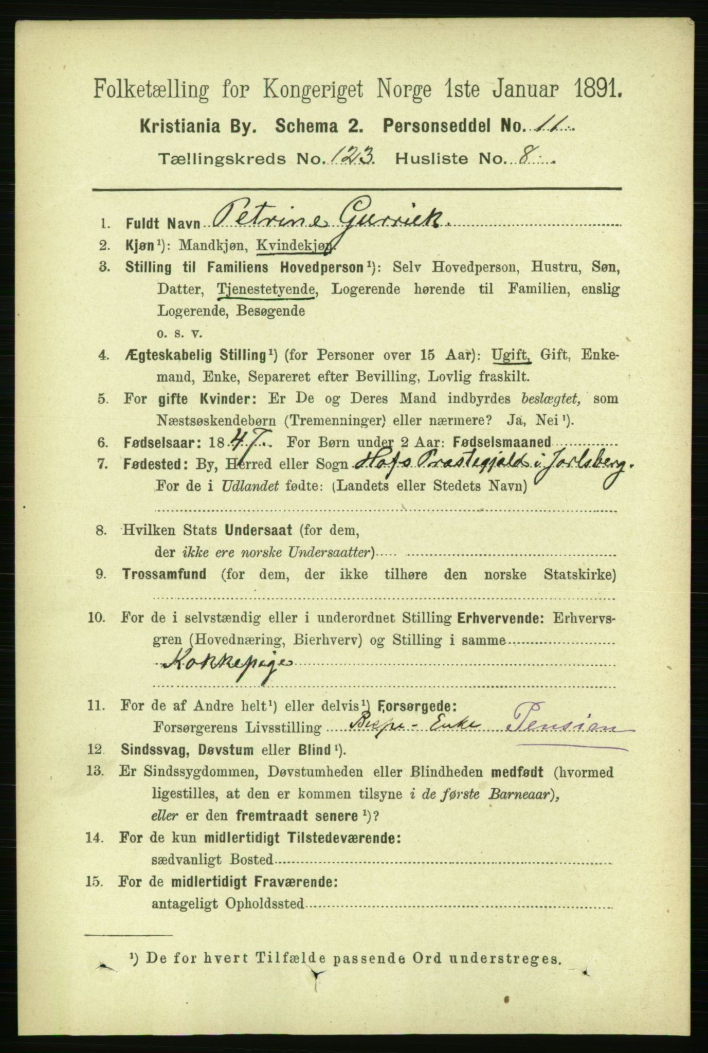 RA, 1891 census for 0301 Kristiania, 1891, p. 65197