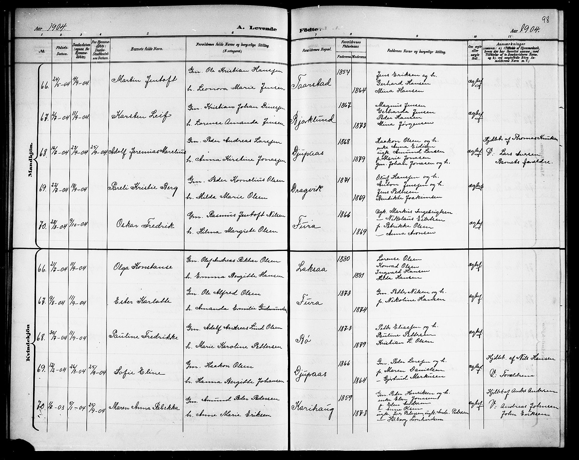Ministerialprotokoller, klokkerbøker og fødselsregistre - Nordland, AV/SAT-A-1459/863/L0915: Parish register (copy) no. 863C05, 1898-1907, p. 98