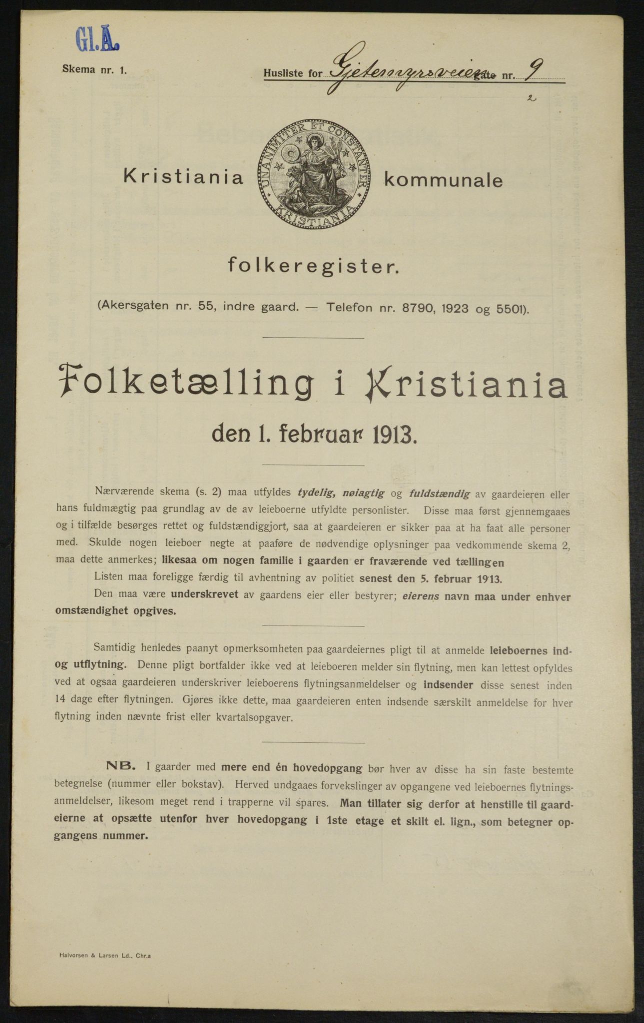 OBA, Municipal Census 1913 for Kristiania, 1913, p. 28855