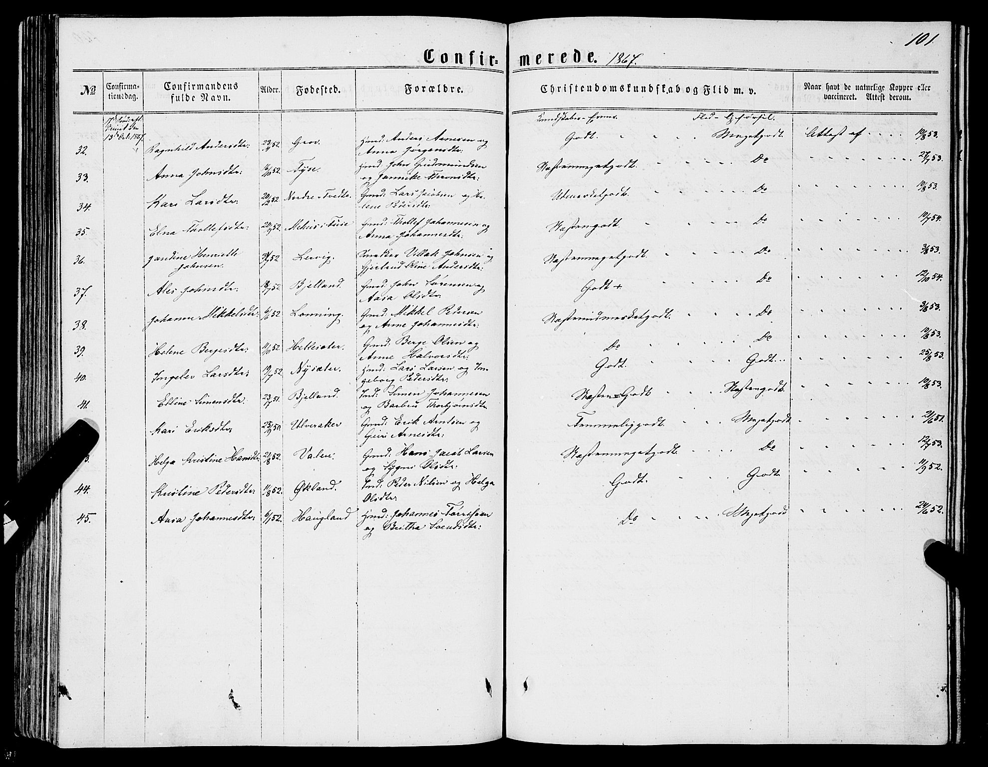 Stord sokneprestembete, AV/SAB-A-78201/H/Haa: Parish register (official) no. B 1, 1862-1877, p. 101