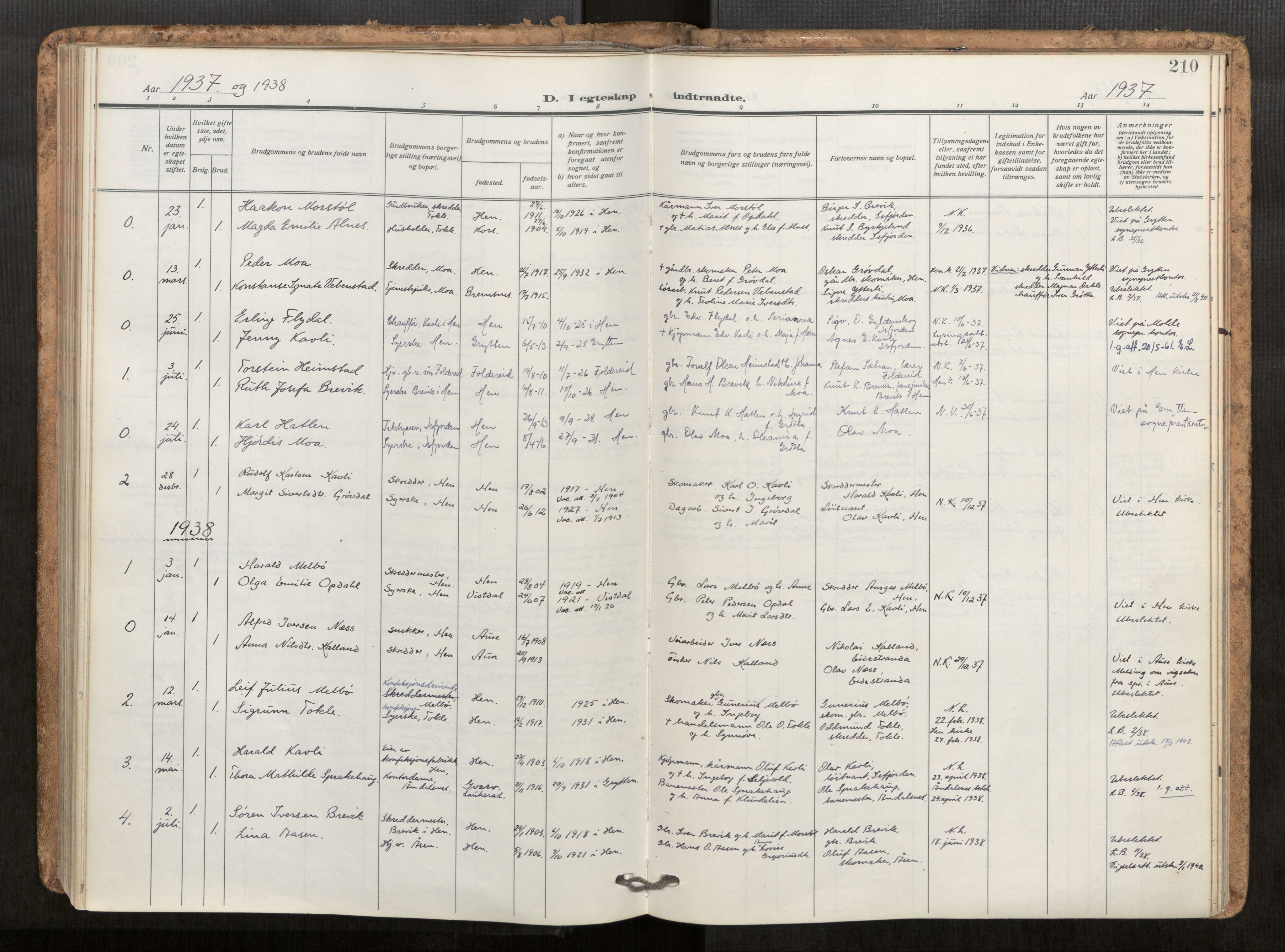 Ministerialprotokoller, klokkerbøker og fødselsregistre - Møre og Romsdal, SAT/A-1454/545/L0596: Parish register (official) no. 545A04, 1921-1956, p. 210