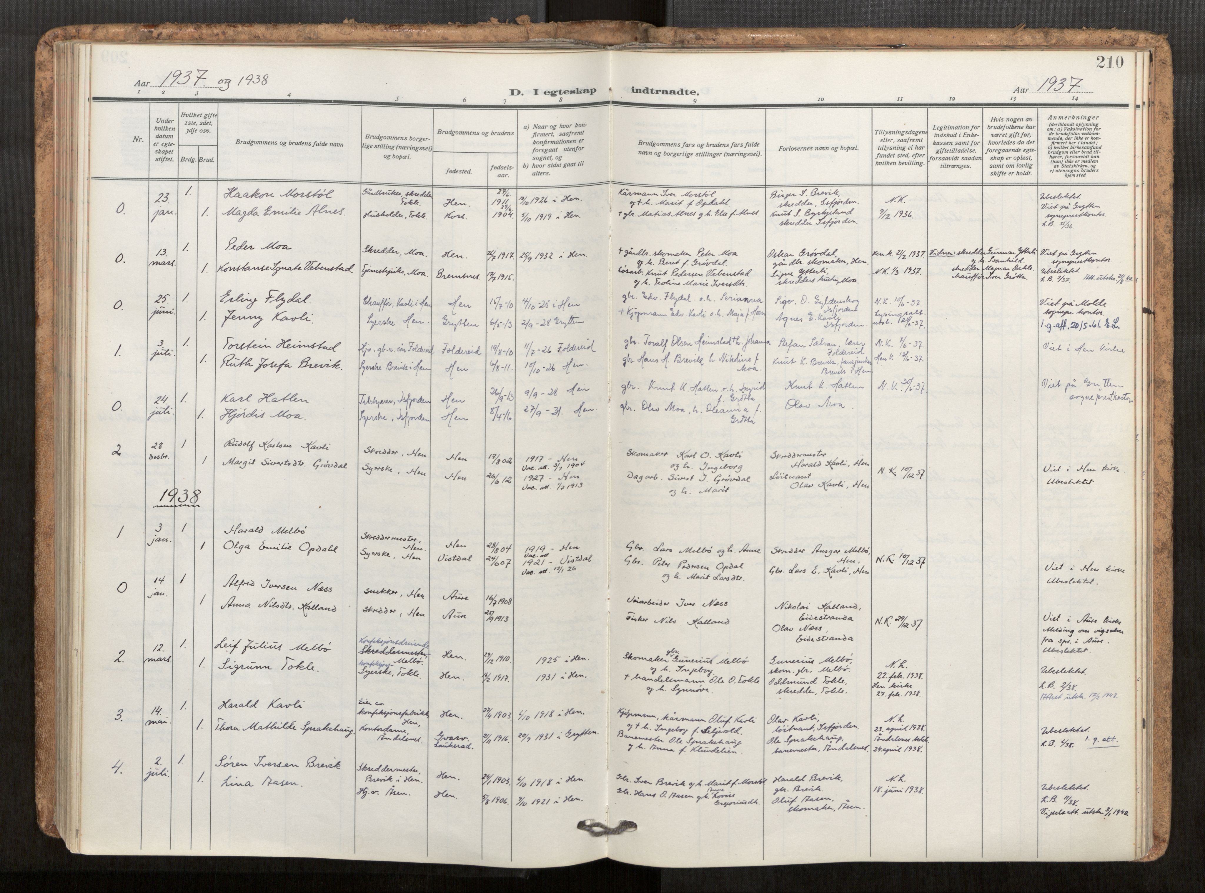 Ministerialprotokoller, klokkerbøker og fødselsregistre - Møre og Romsdal, AV/SAT-A-1454/545/L0596: Parish register (official) no. 545A04, 1921-1956, p. 210