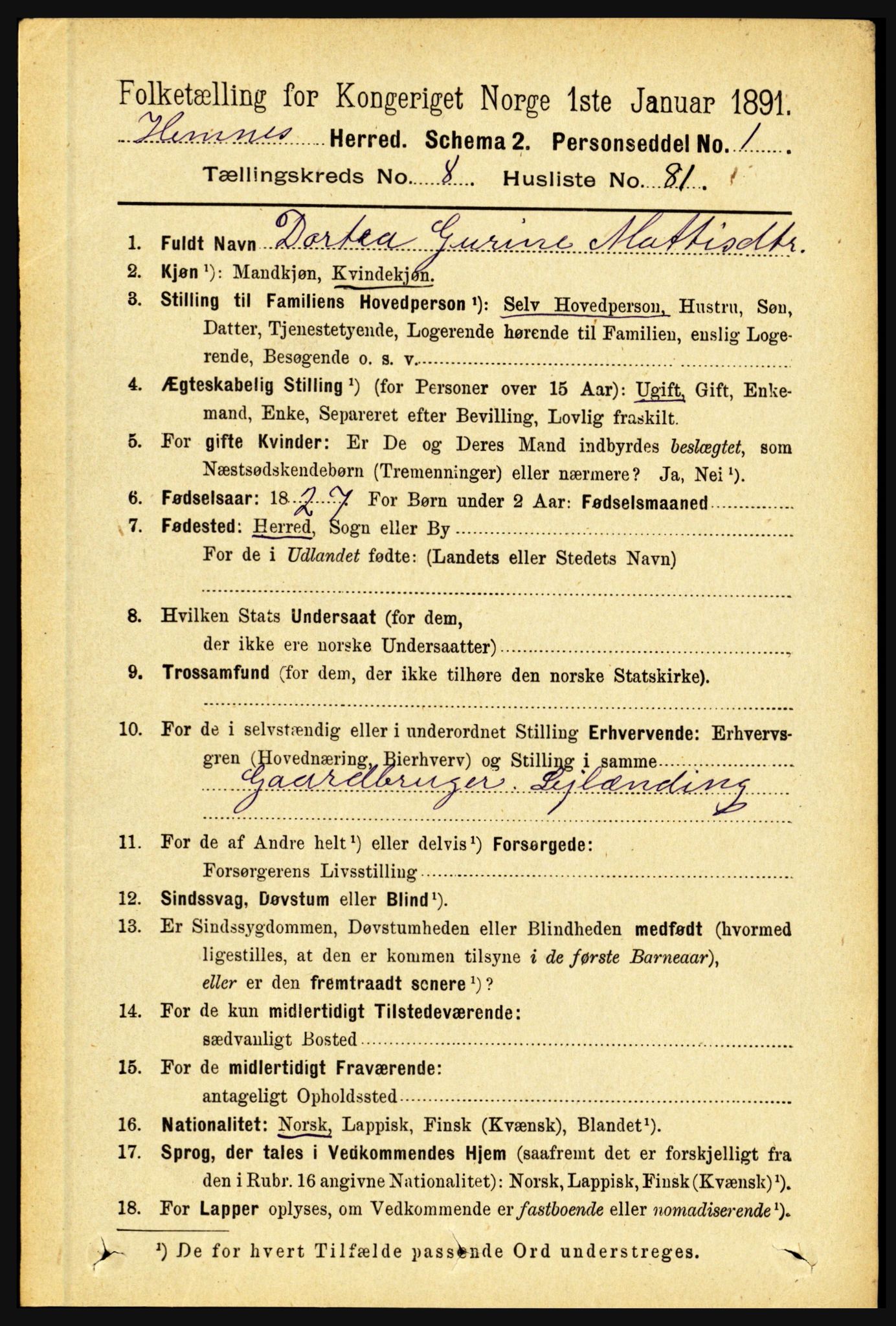 RA, 1891 census for 1832 Hemnes, 1891, p. 4156