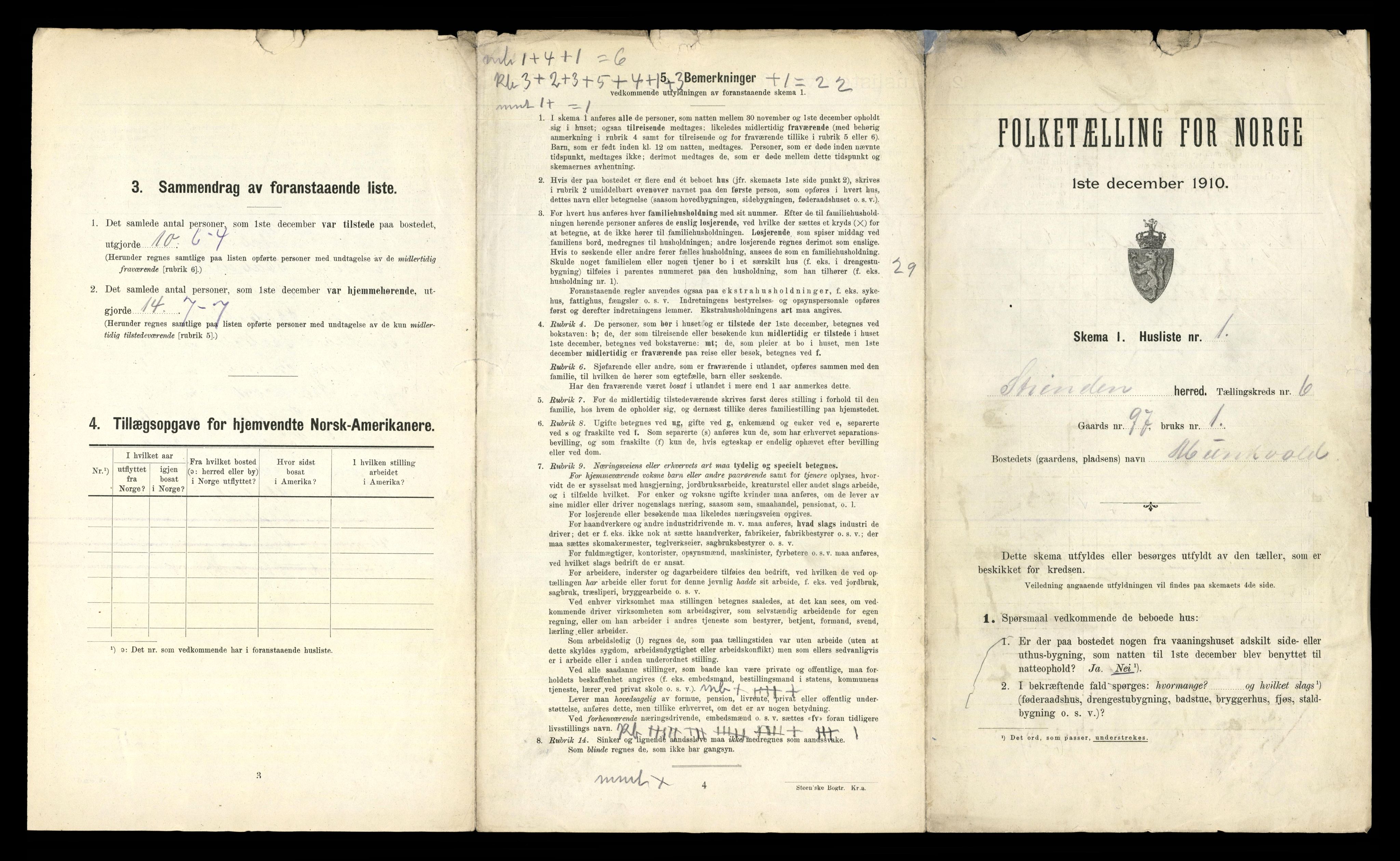 RA, 1910 census for Strinda, 1910, p. 1406