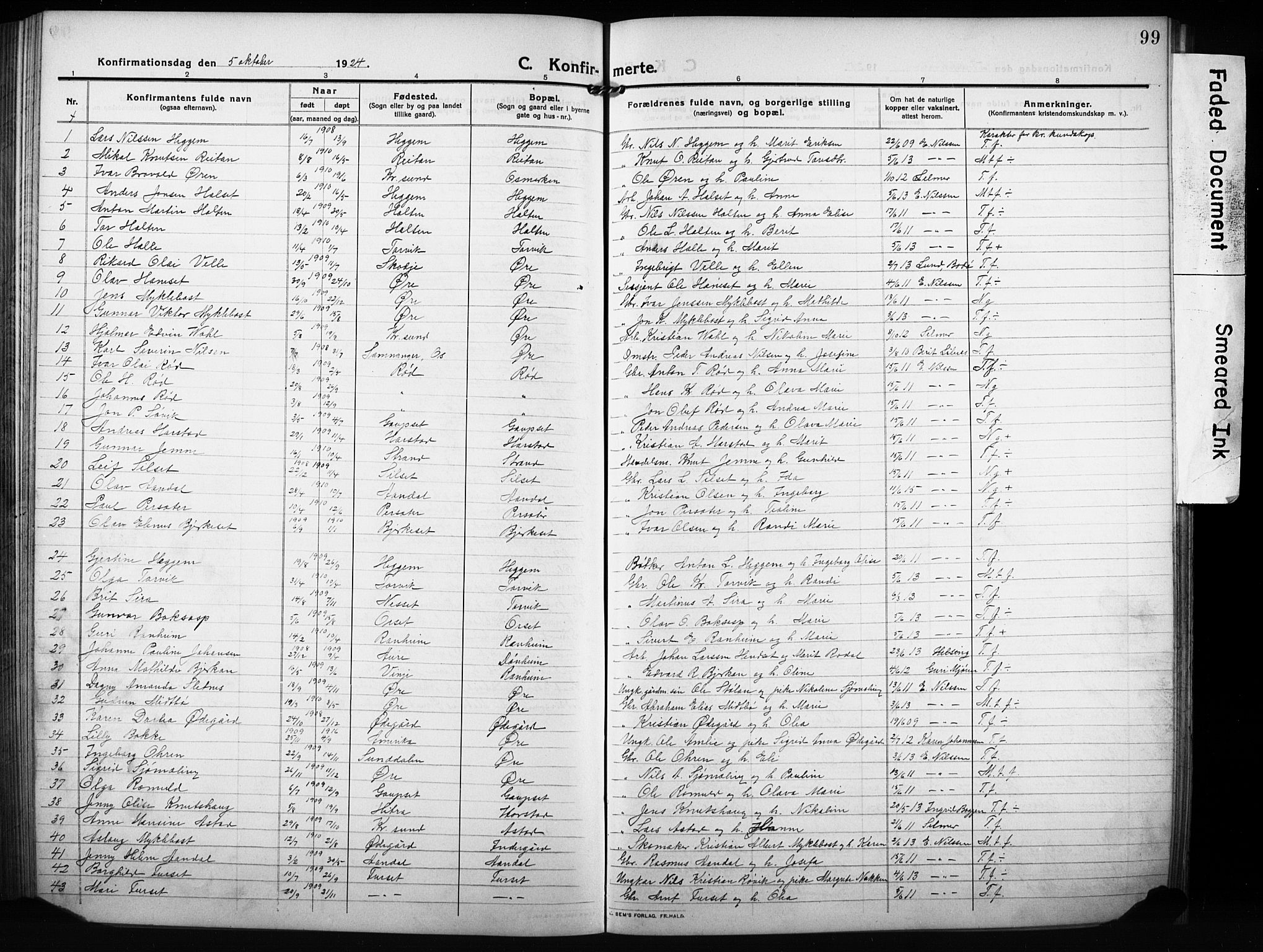 Ministerialprotokoller, klokkerbøker og fødselsregistre - Møre og Romsdal, AV/SAT-A-1454/584/L0970: Parish register (copy) no. 584C03, 1912-1932, p. 99
