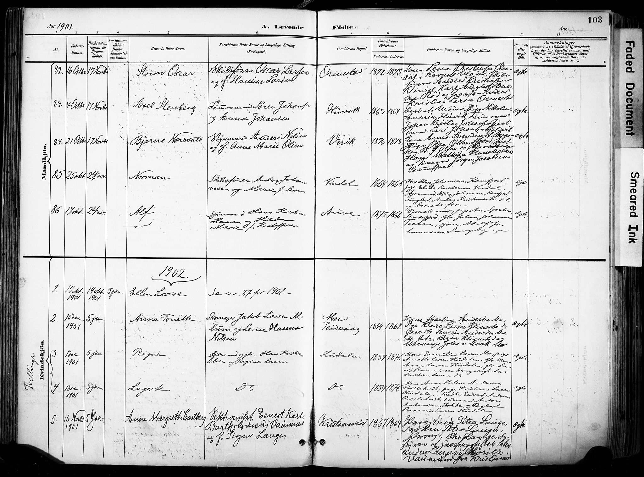 Sandar kirkebøker, SAKO/A-243/F/Fa/L0014: Parish register (official) no. 14, 1896-1909, p. 103
