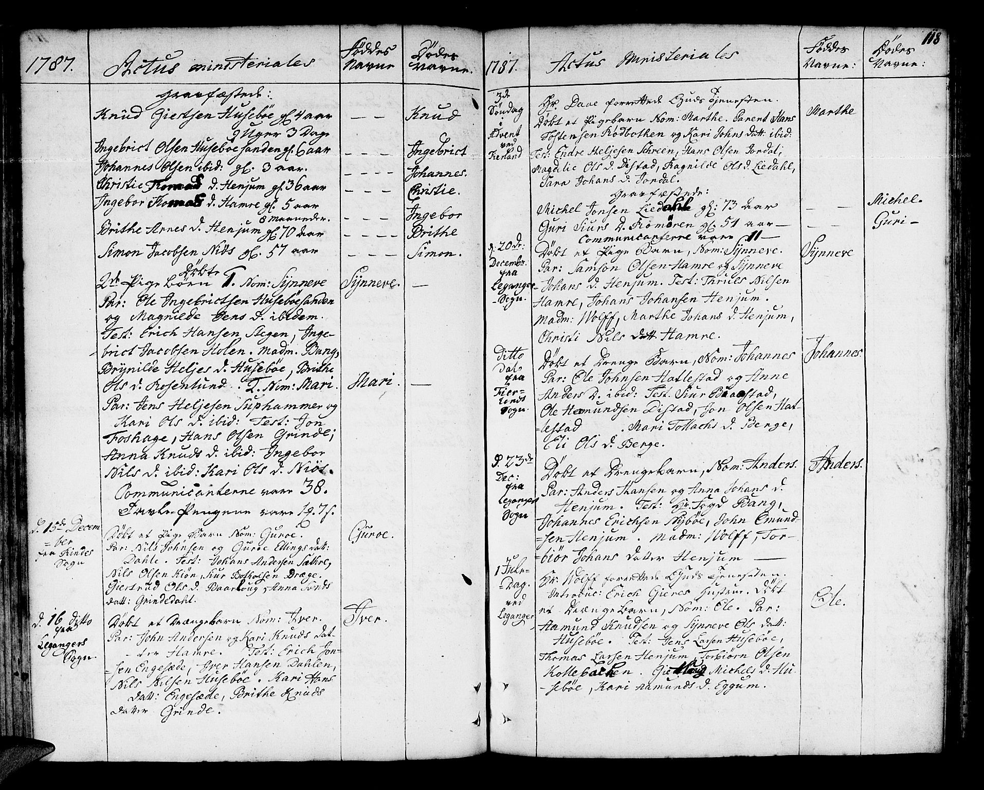 Leikanger sokneprestembete, AV/SAB-A-81001/H/Haa/Haaa/L0004: Parish register (official) no. A 4, 1770-1791, p. 118