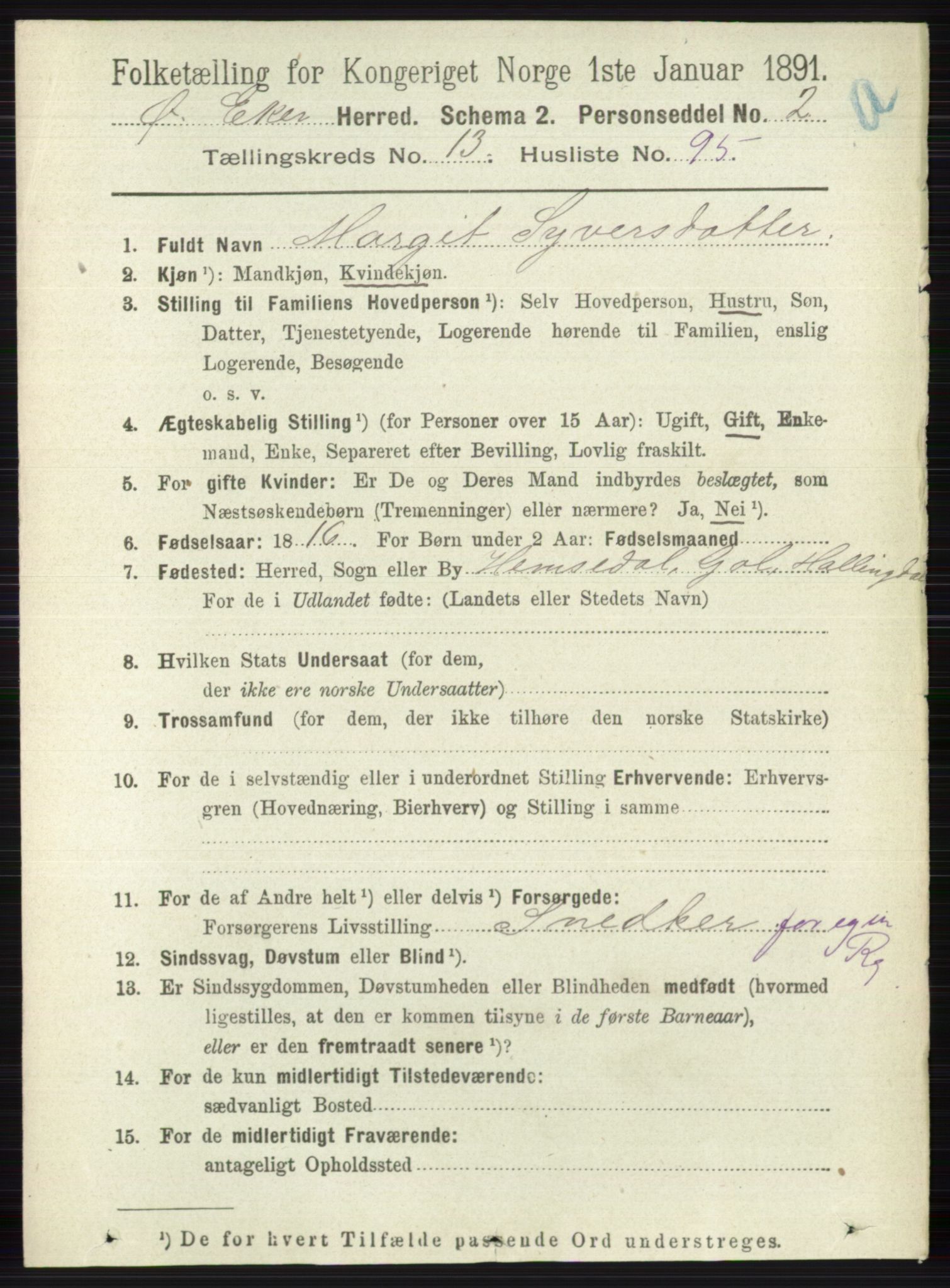 RA, 1891 census for 0624 Øvre Eiker, 1891, p. 6373