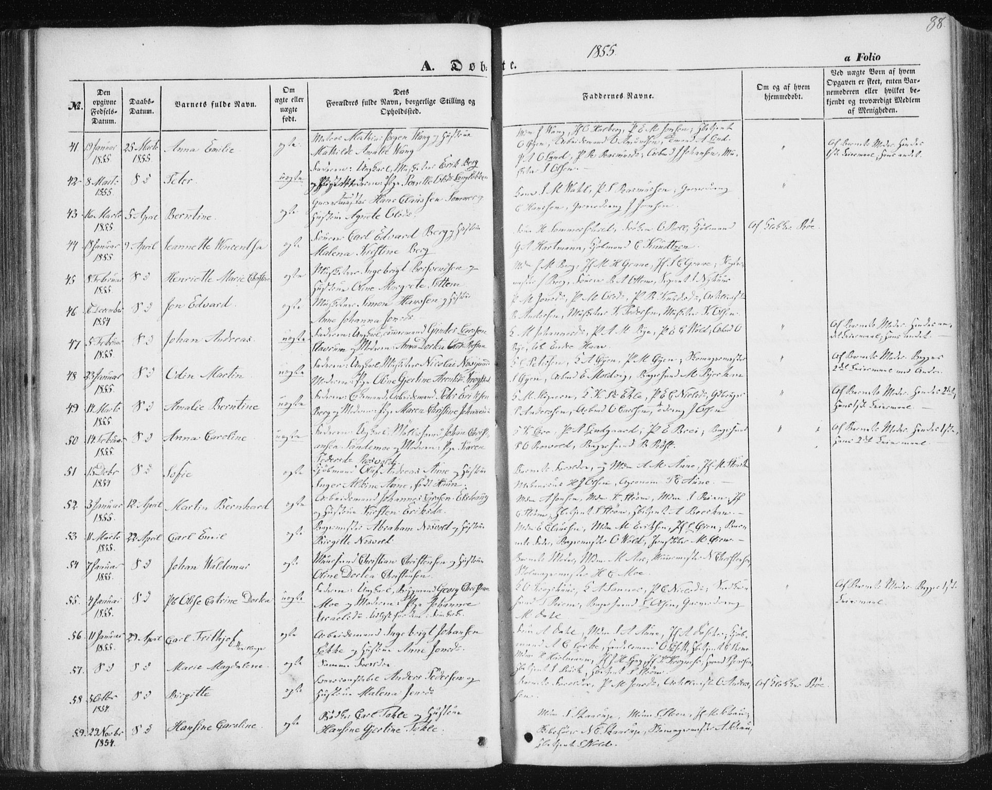 Ministerialprotokoller, klokkerbøker og fødselsregistre - Sør-Trøndelag, SAT/A-1456/602/L0112: Parish register (official) no. 602A10, 1848-1859, p. 88