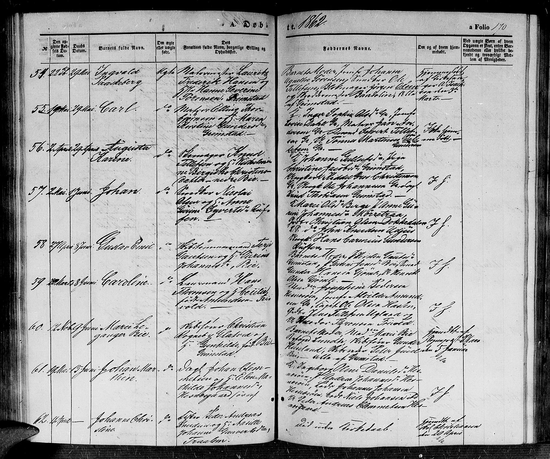 Fjære sokneprestkontor, SAK/1111-0011/F/Fb/L0008: Parish register (copy) no. B 8, 1854-1867, p. 170