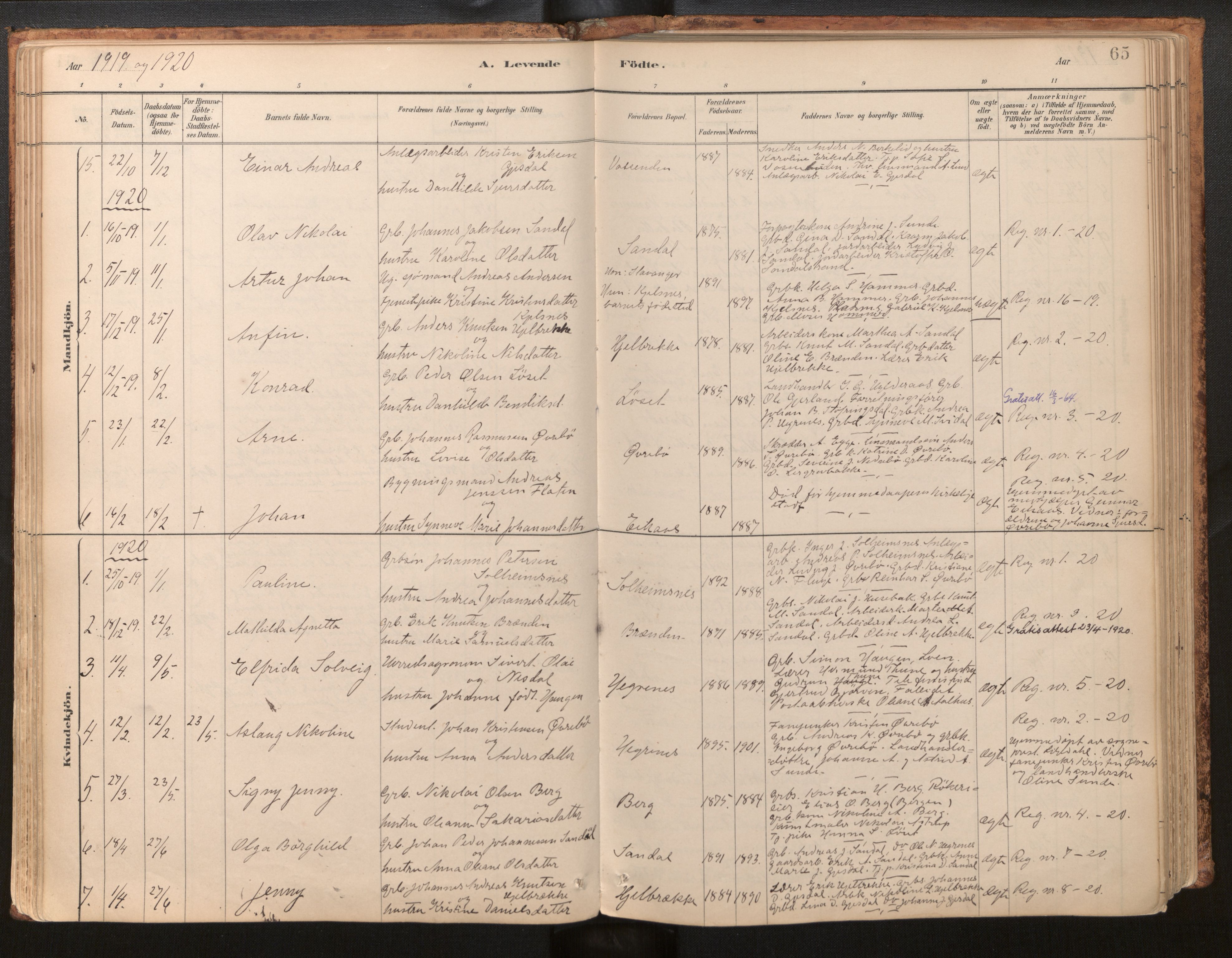 Jølster sokneprestembete, AV/SAB-A-80701/H/Haa/Haab/L0001: Parish register (official) no. B 1, 1882-1930, p. 65