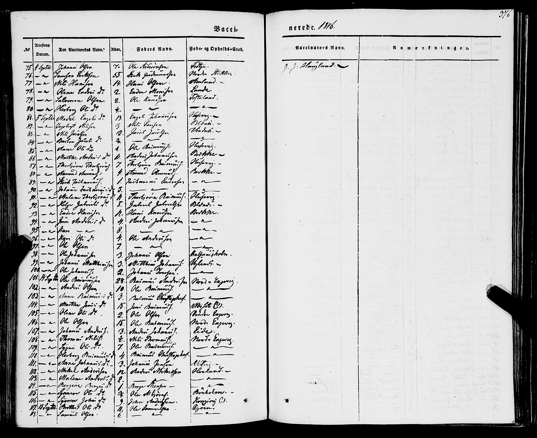 Stord sokneprestembete, SAB/A-78201/H/Haa: Parish register (official) no. A 7, 1841-1861, p. 376