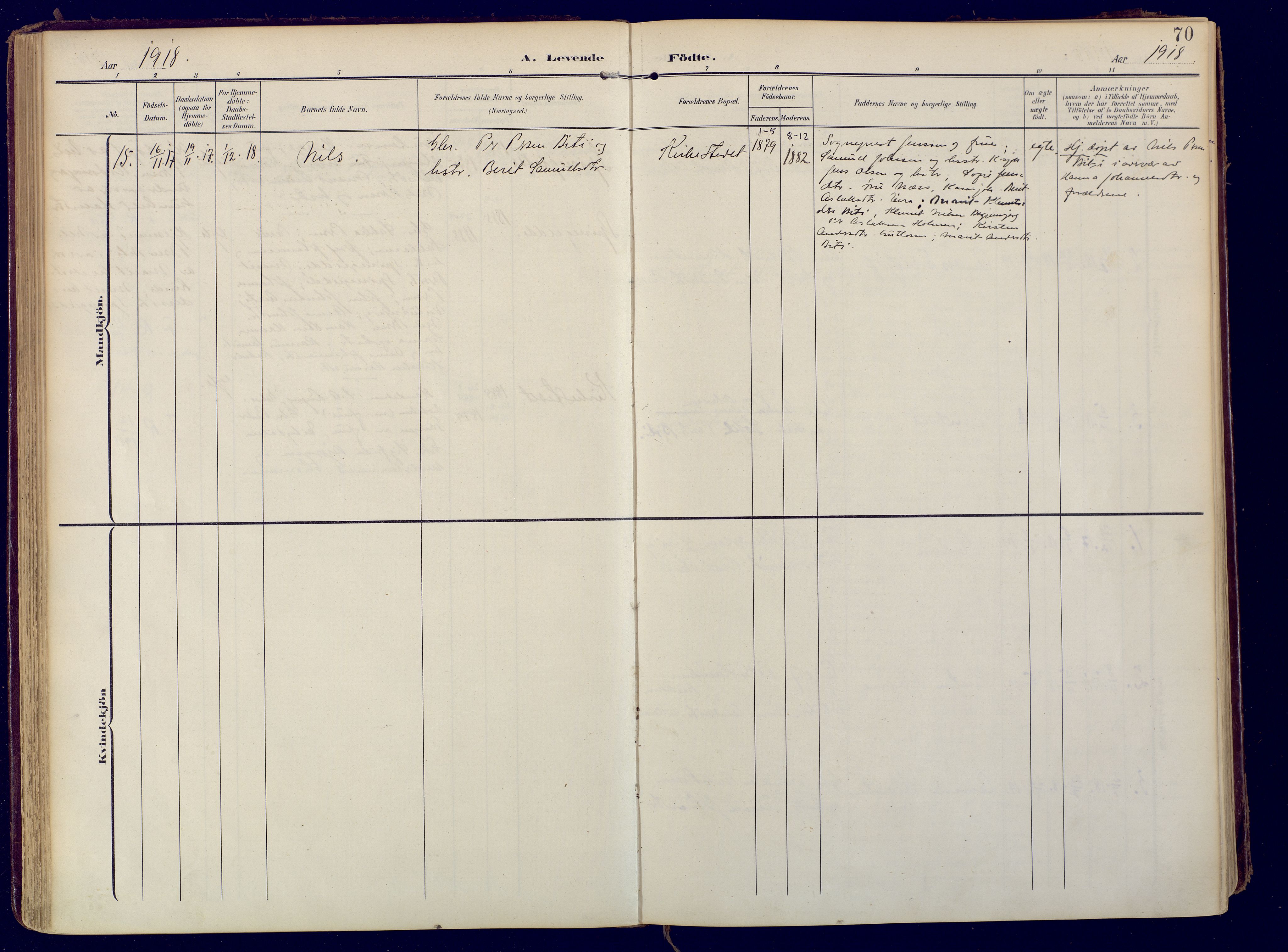 Karasjok sokneprestkontor, SATØ/S-1352/H/Ha: Parish register (official) no. 3, 1907-1926, p. 70