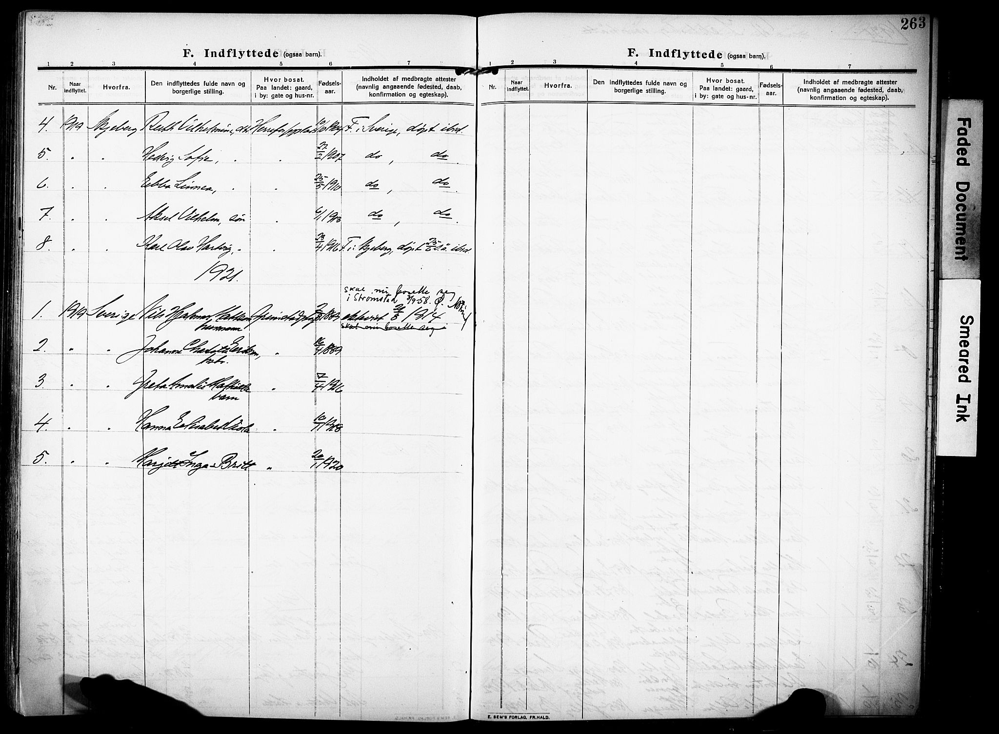 Rakkestad prestekontor Kirkebøker, AV/SAO-A-2008/F/Fa/L0015: Parish register (official) no. I 15, 1909-1922, p. 263