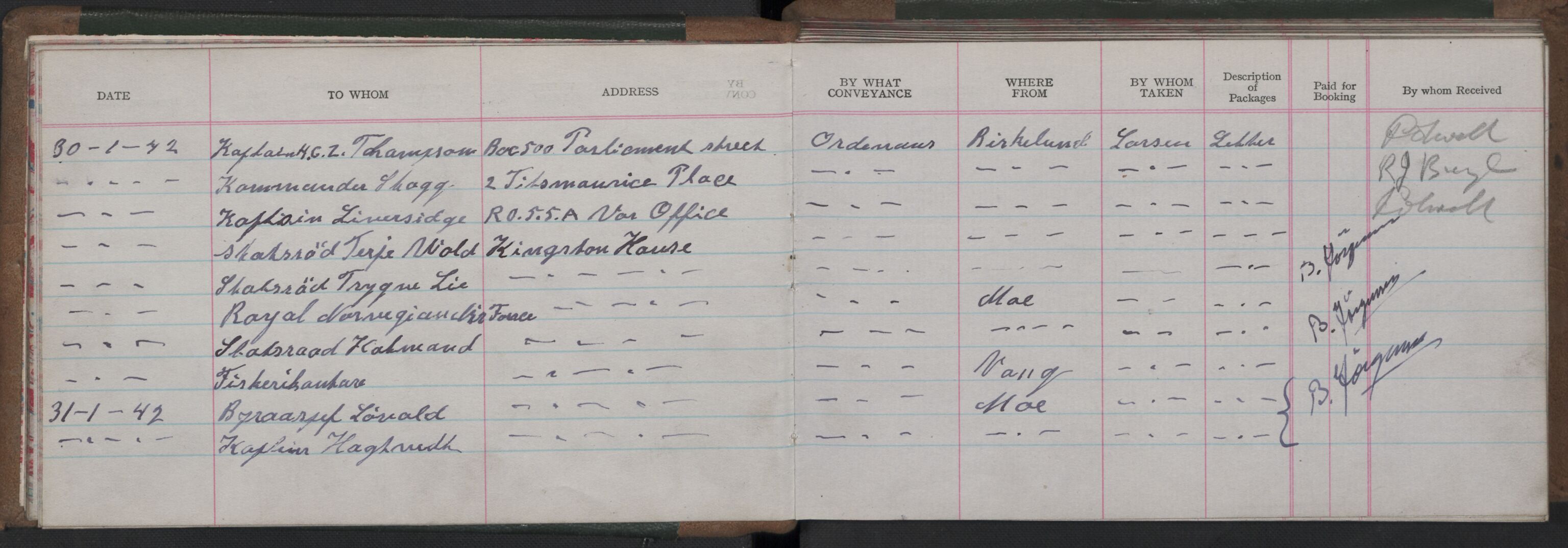 Forsvarets Overkommando. 2. kontor. Arkiv 8.3 (FO.II/8.3). Korrespondanse FD/E og FO.II, AV/RA-RAFA-7141/Dac/Dacb/L0003: Utgående postjournaler, 1941-1943, p. 112