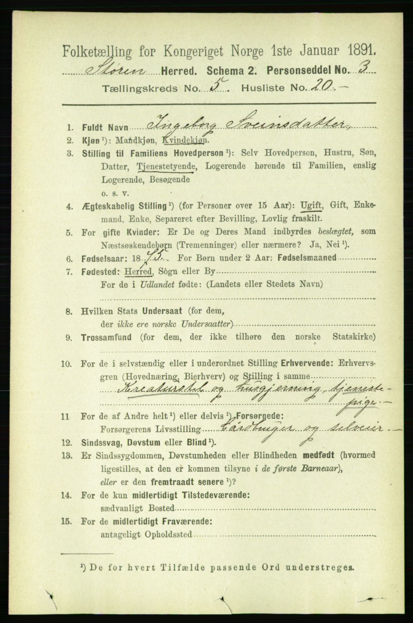 RA, 1891 census for 1648 Støren, 1891, p. 2054