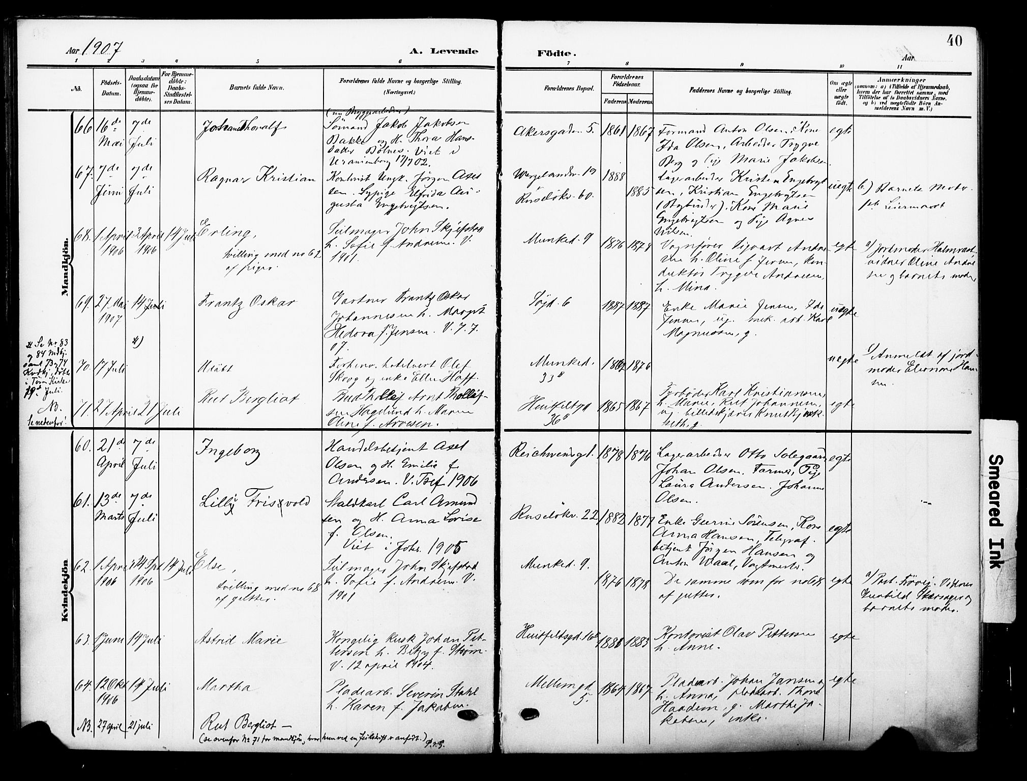 Johannes prestekontor Kirkebøker, SAO/A-10852/F/Fa/L0009: Parish register (official) no. 9, 1905-1929, p. 40