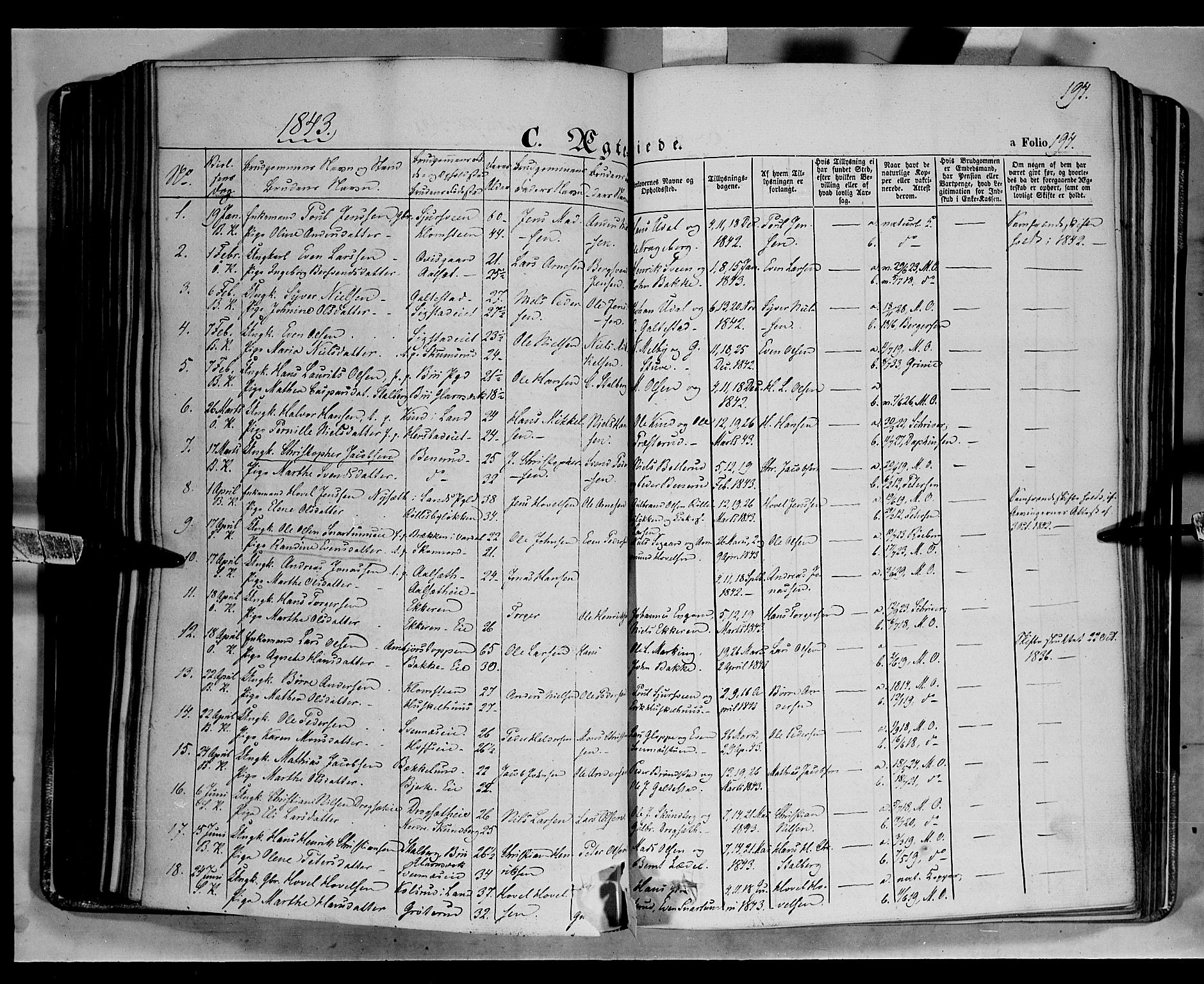 Biri prestekontor, SAH/PREST-096/H/Ha/Haa/L0005: Parish register (official) no. 5, 1843-1854, p. 194