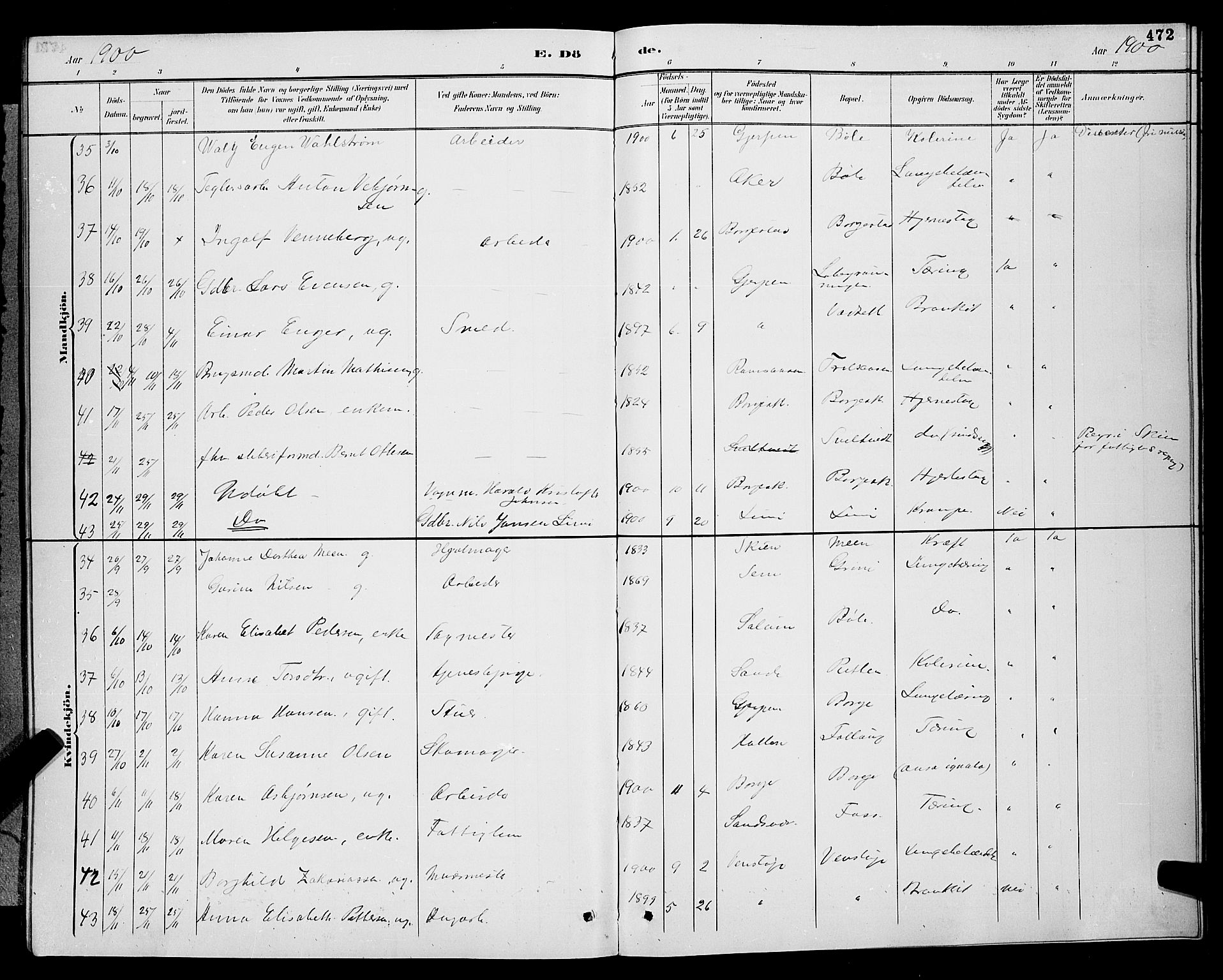 Gjerpen kirkebøker, AV/SAKO-A-265/G/Ga/L0002: Parish register (copy) no. I 2, 1883-1900, p. 472