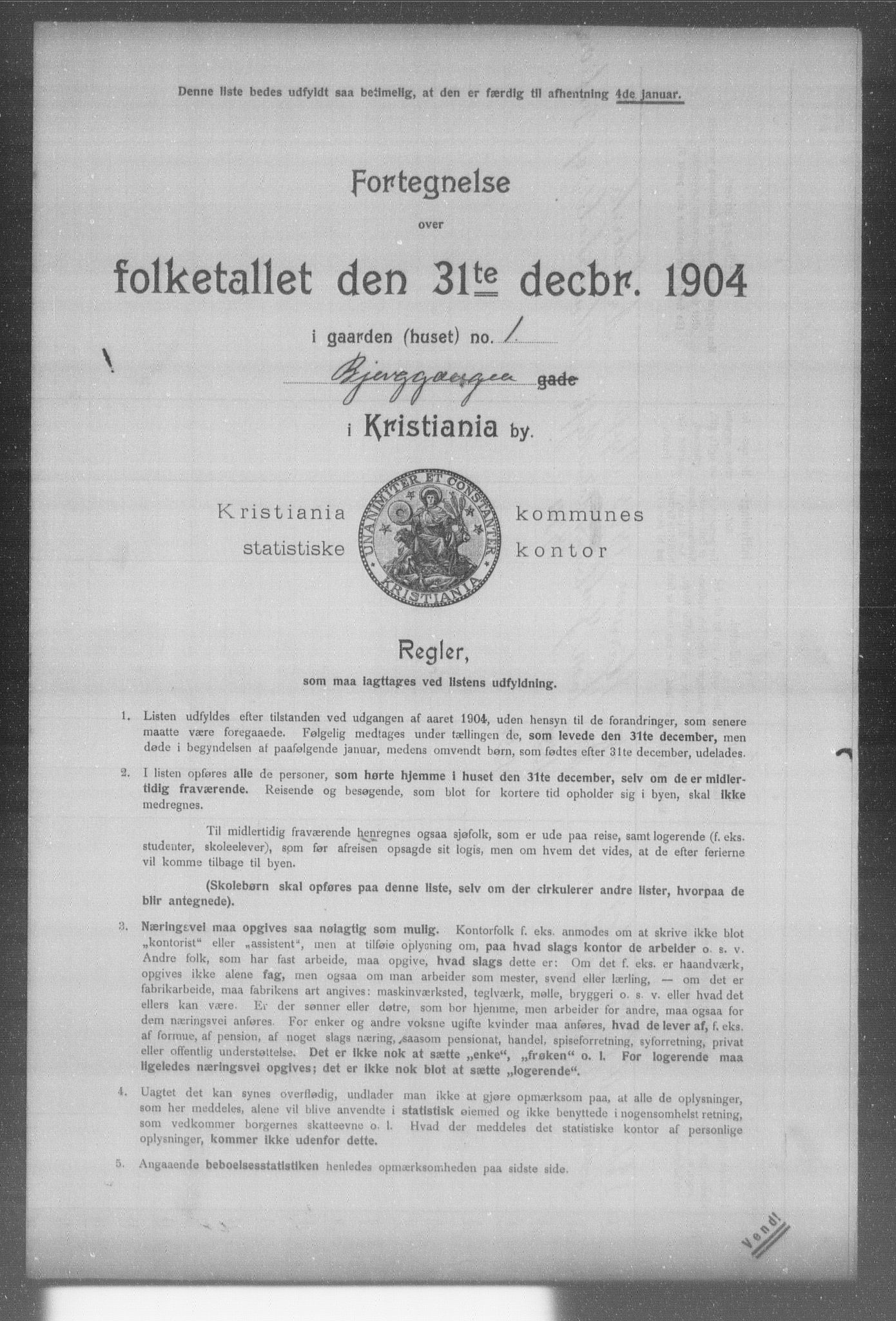 OBA, Municipal Census 1904 for Kristiania, 1904, p. 1256