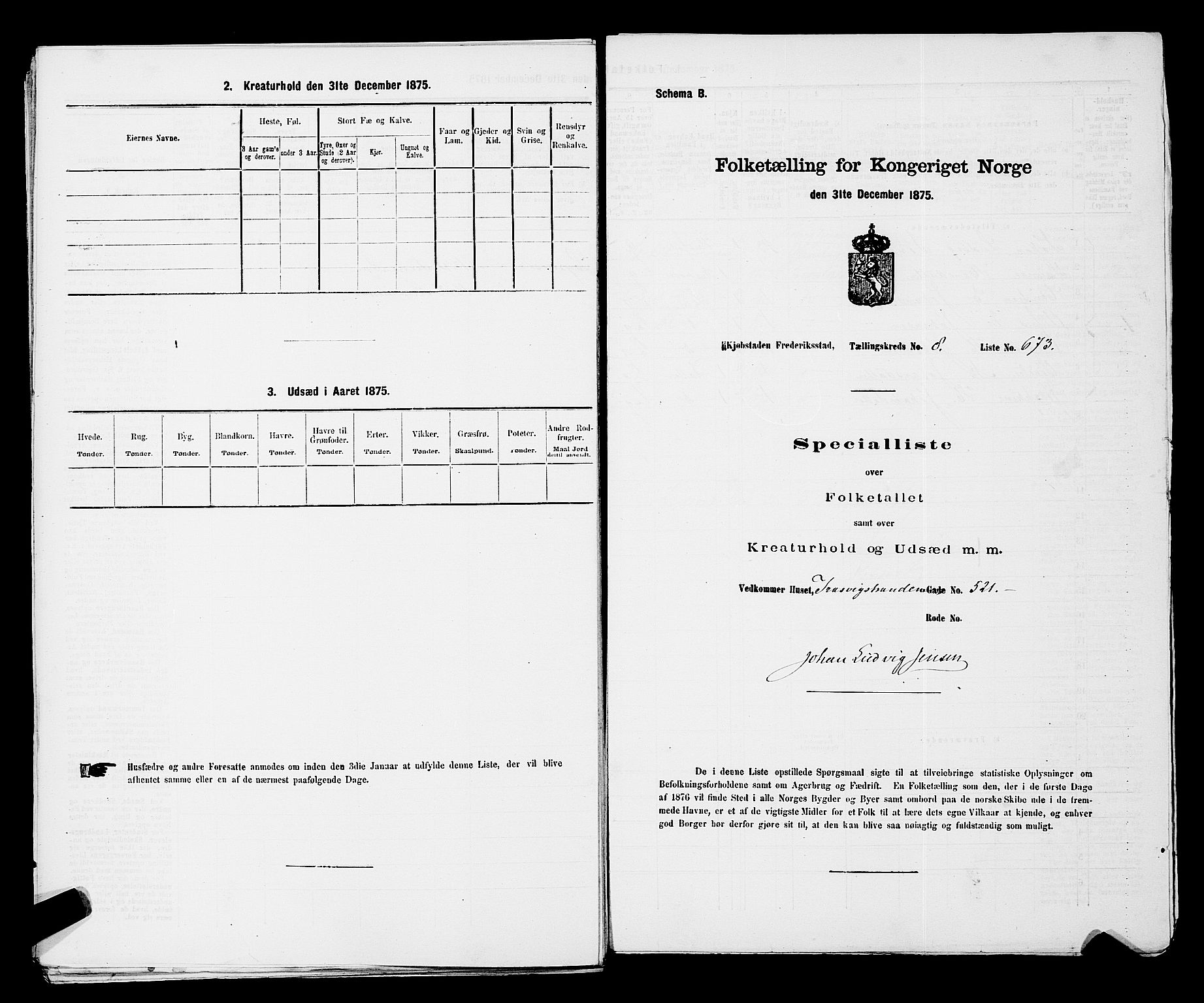 RA, 1875 census for 0103B Fredrikstad/Fredrikstad, 1875, p. 1524