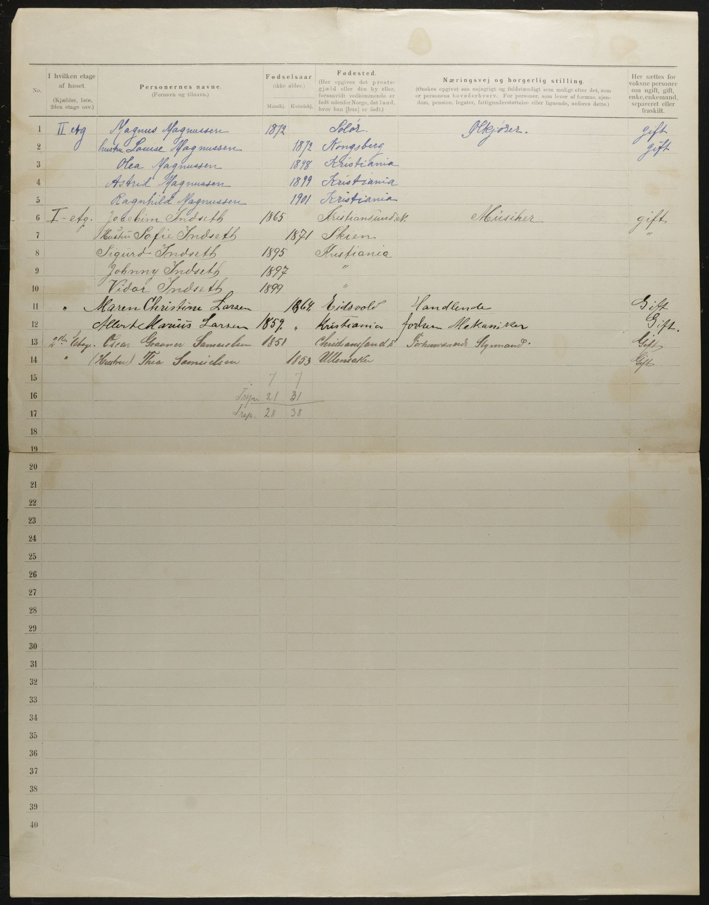 OBA, Municipal Census 1901 for Kristiania, 1901, p. 2620