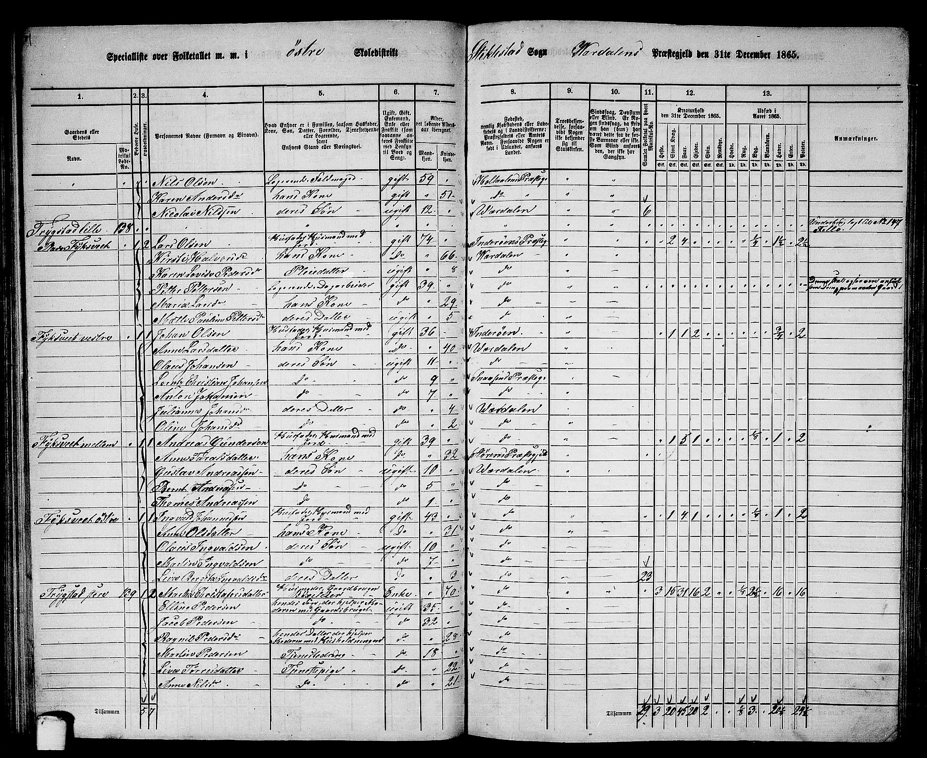 RA, 1865 census for Verdal, 1865, p. 100