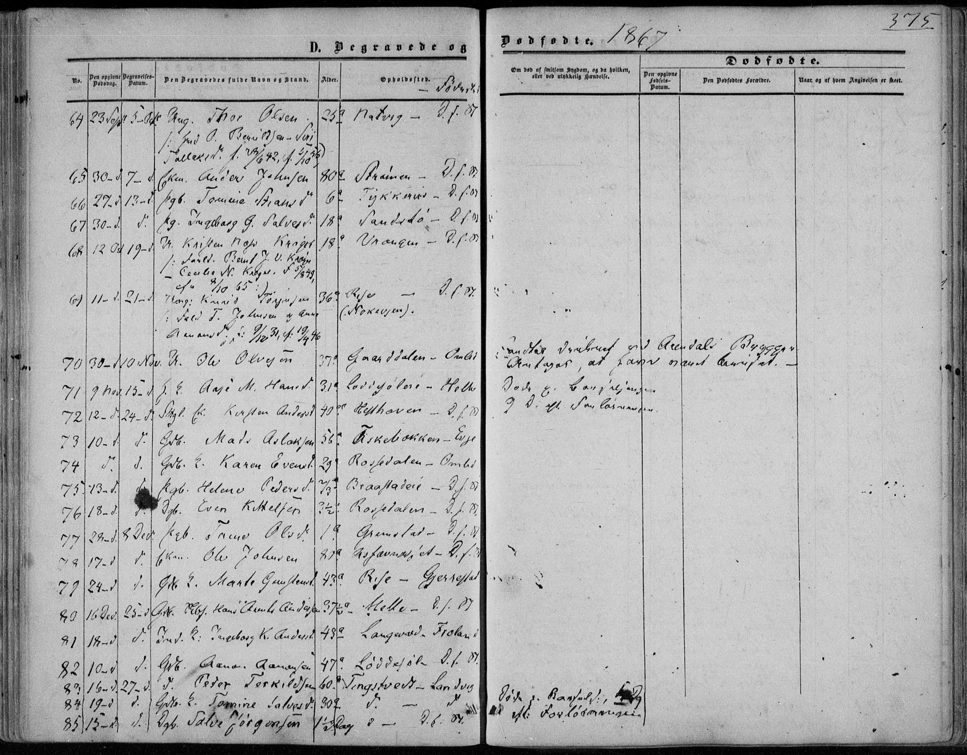 Øyestad sokneprestkontor, AV/SAK-1111-0049/F/Fa/L0015: Parish register (official) no. A 15, 1857-1873, p. 375