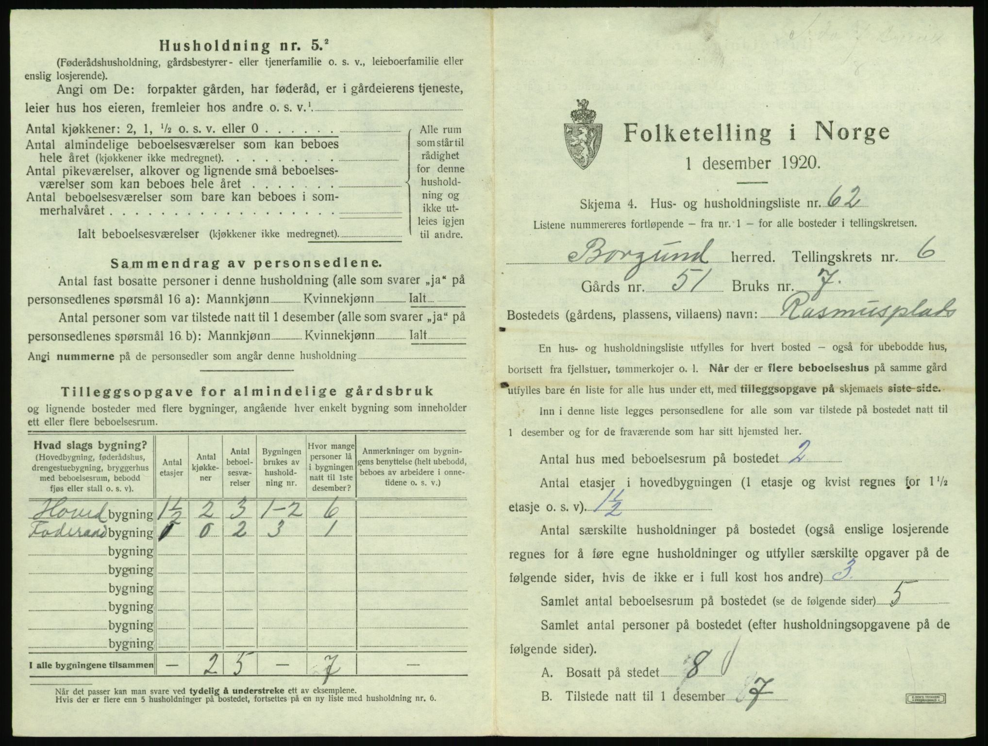 SAT, 1920 census for Borgund, 1920, p. 676