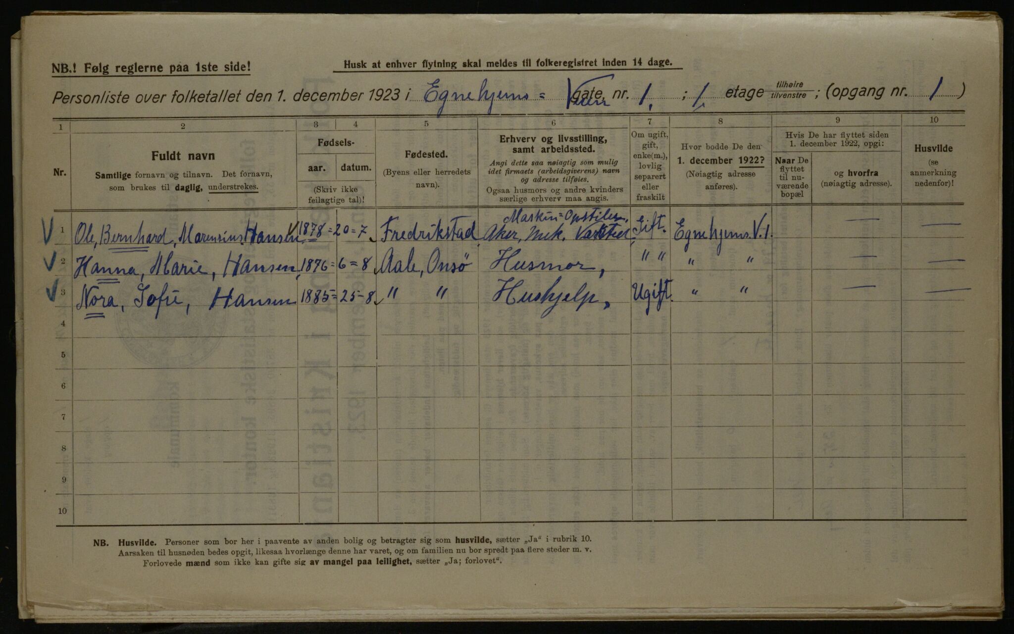 OBA, Municipal Census 1923 for Kristiania, 1923, p. 20962