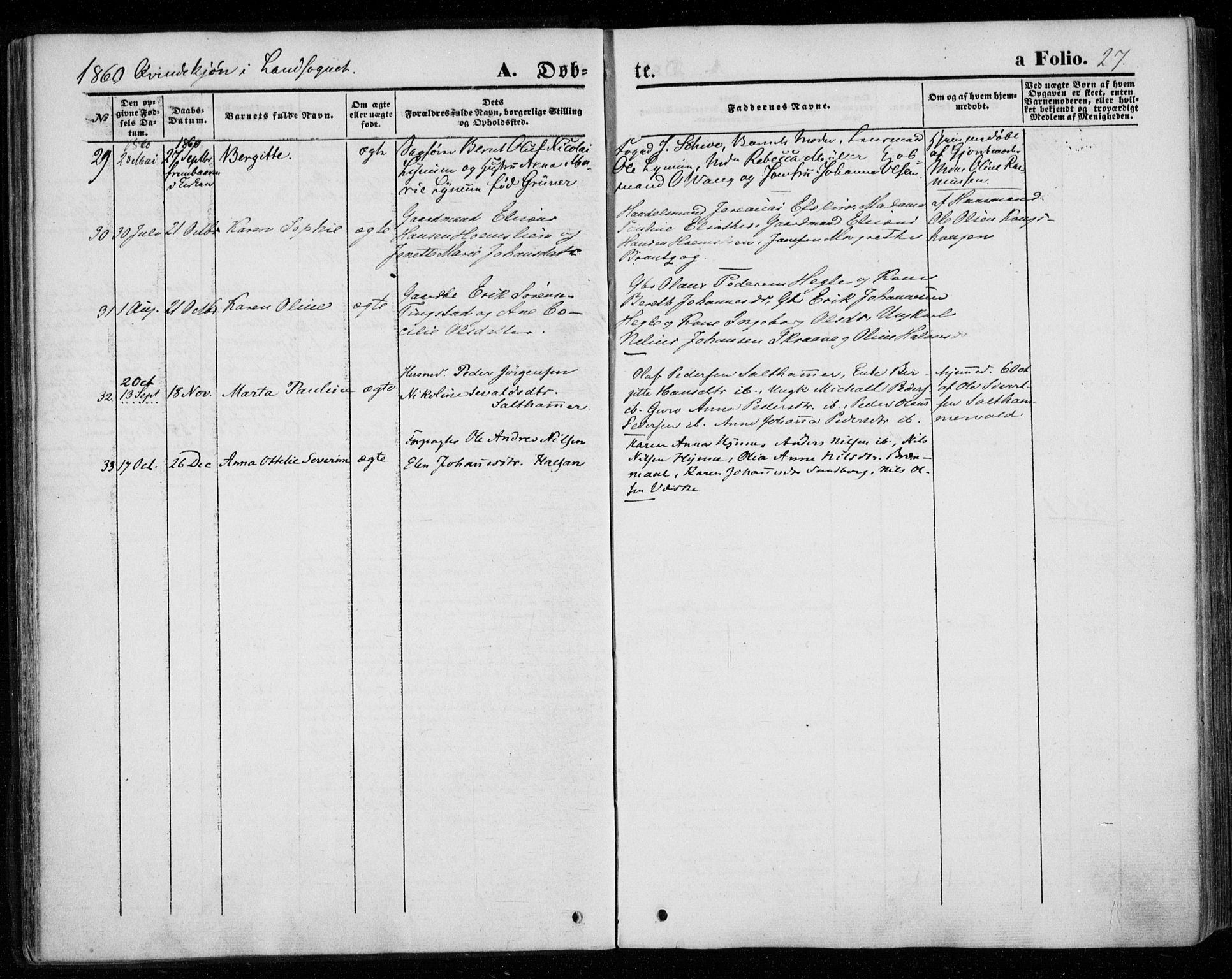 Ministerialprotokoller, klokkerbøker og fødselsregistre - Nord-Trøndelag, AV/SAT-A-1458/720/L0184: Parish register (official) no. 720A02 /2, 1855-1863, p. 27