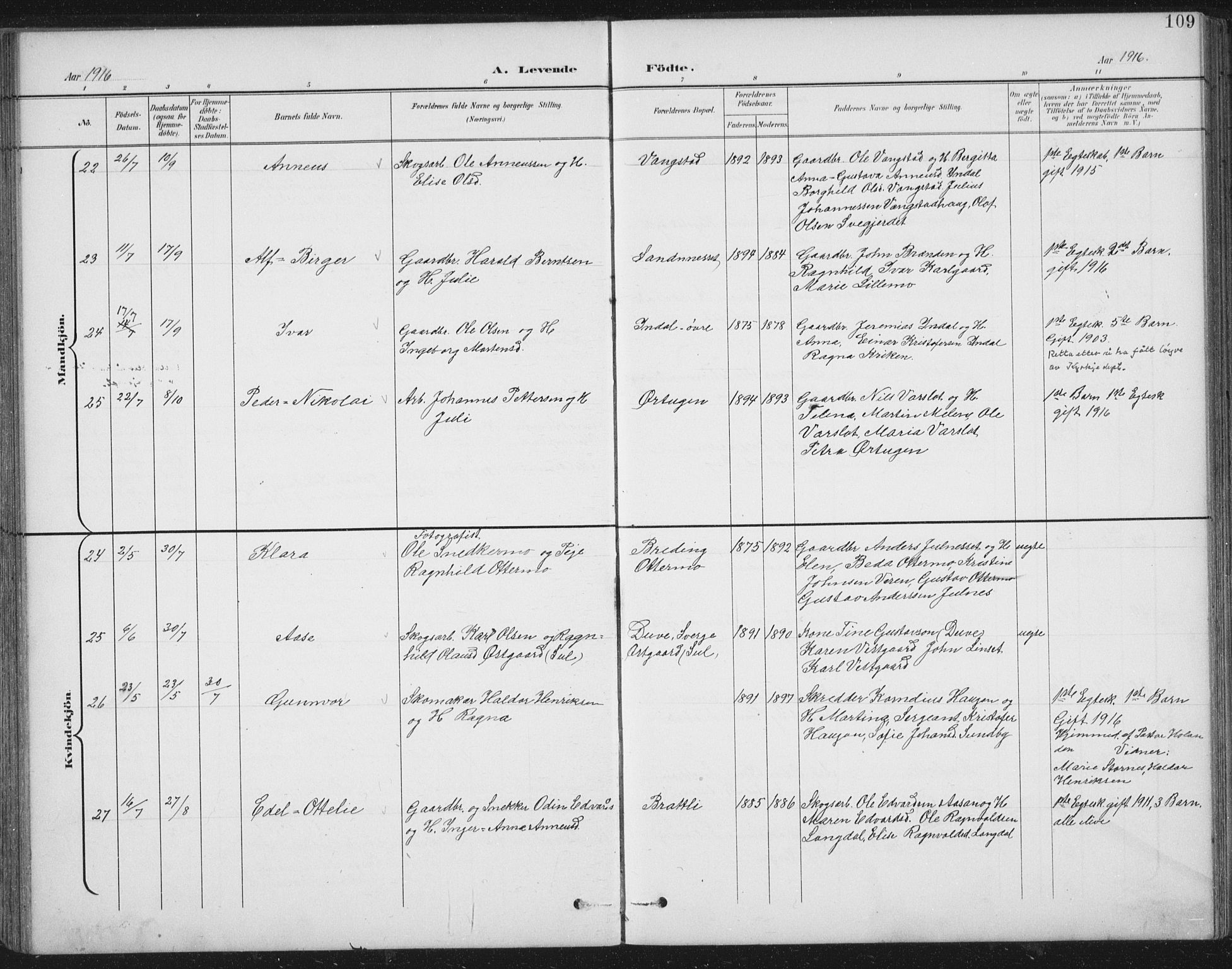 Ministerialprotokoller, klokkerbøker og fødselsregistre - Nord-Trøndelag, AV/SAT-A-1458/724/L0269: Parish register (copy) no. 724C05, 1899-1920, p. 109