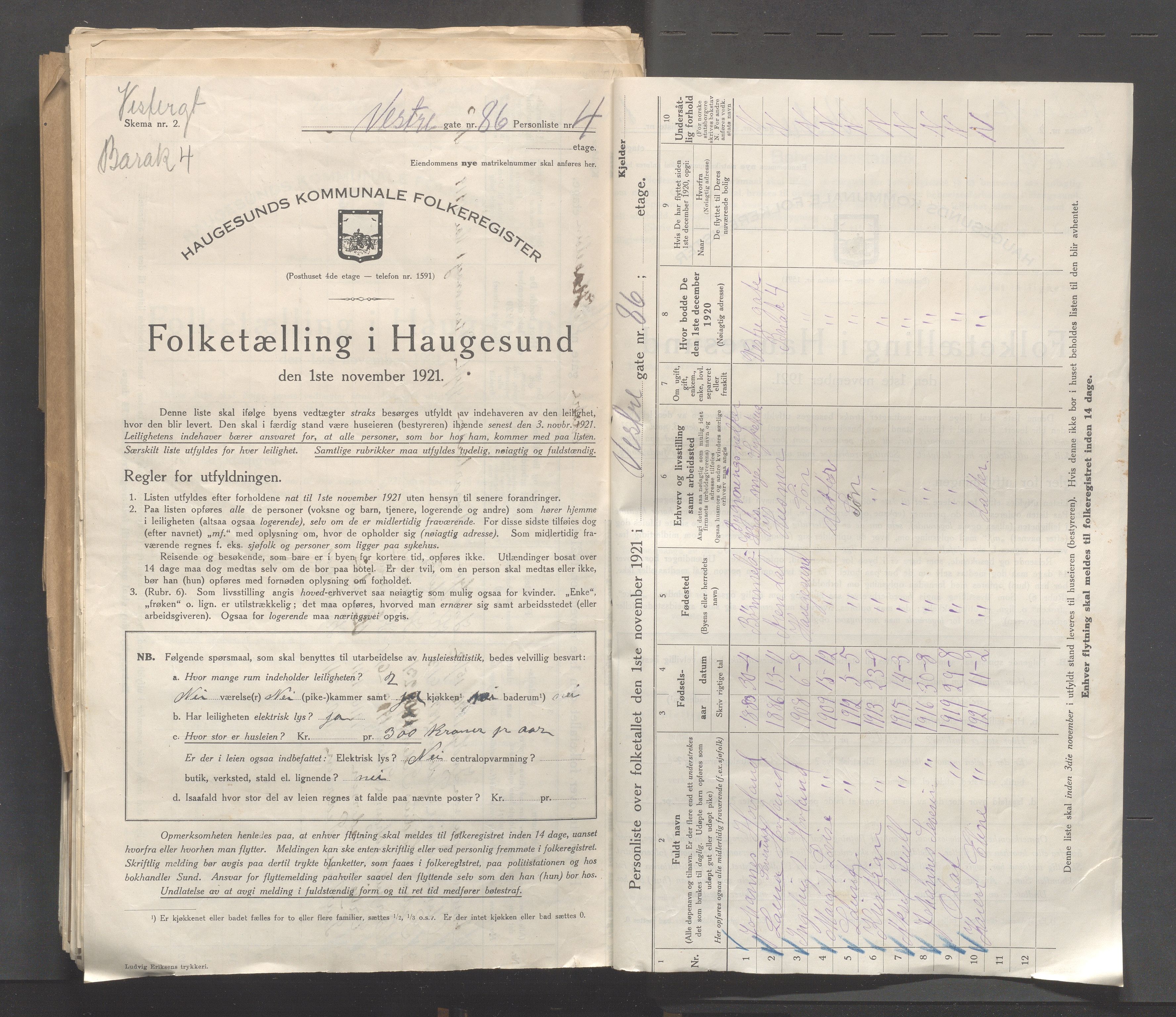 IKAR, Local census 1.11.1921 for Haugesund, 1921, p. 6643