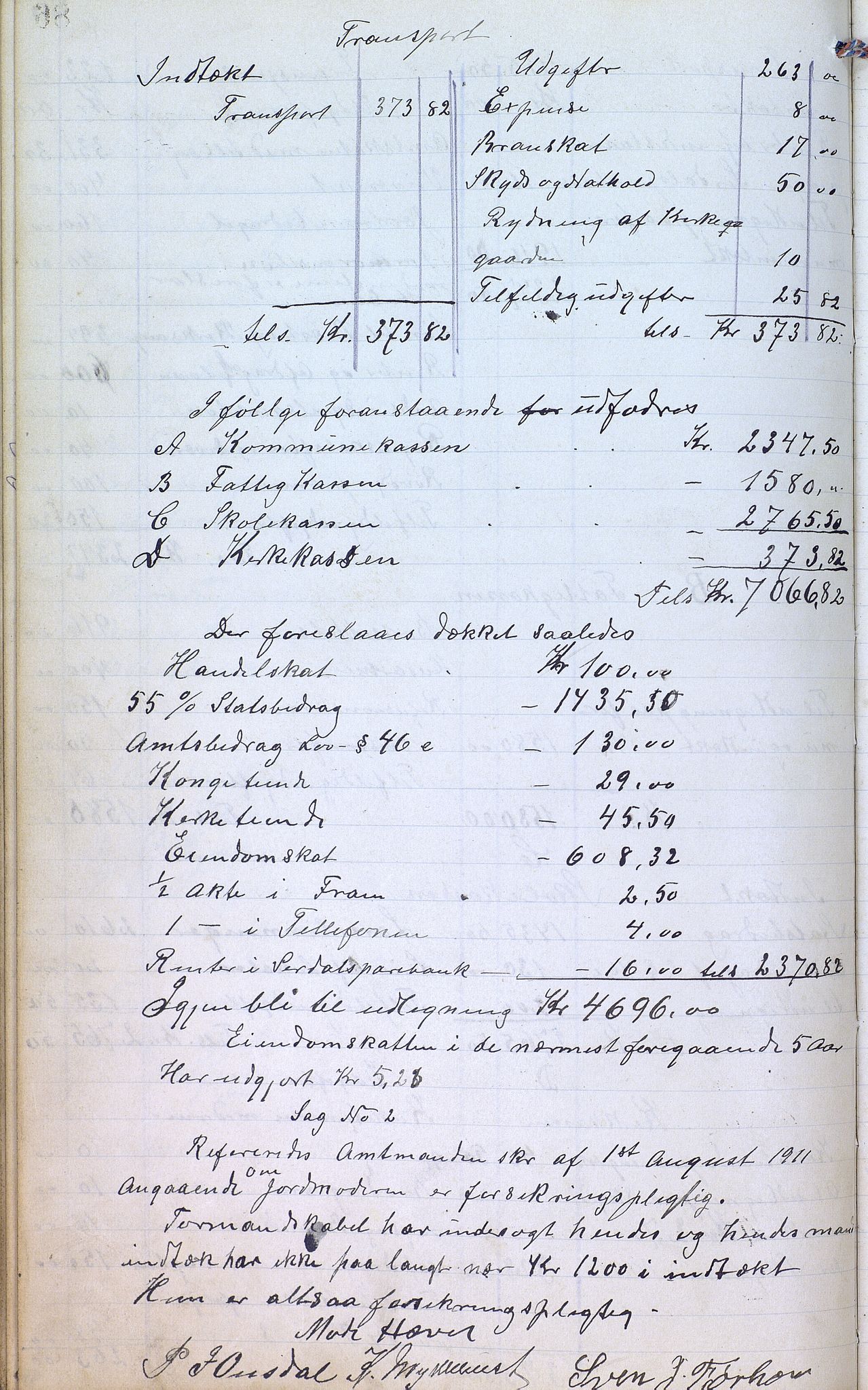 Øvre Sirdal kommune - Formannskapet/Kommunestyret, ARKSOR/1046ØS120/A/L0001: Møtebok (d), 1905-1917, p. 85b