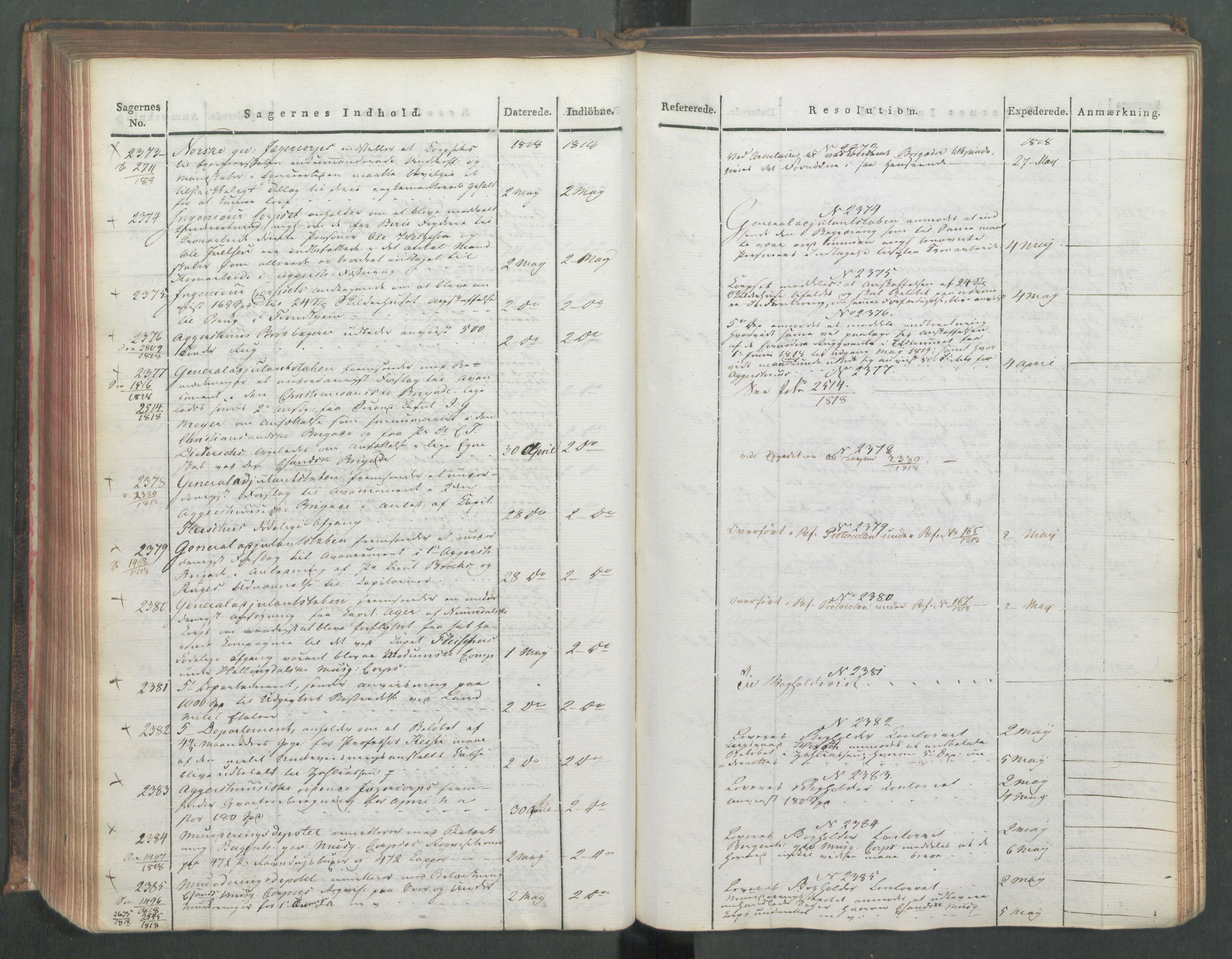 Armédepartementet, AV/RA-RAFA-3493/C/Ca/L0015: 6. Departements Journal, 1818