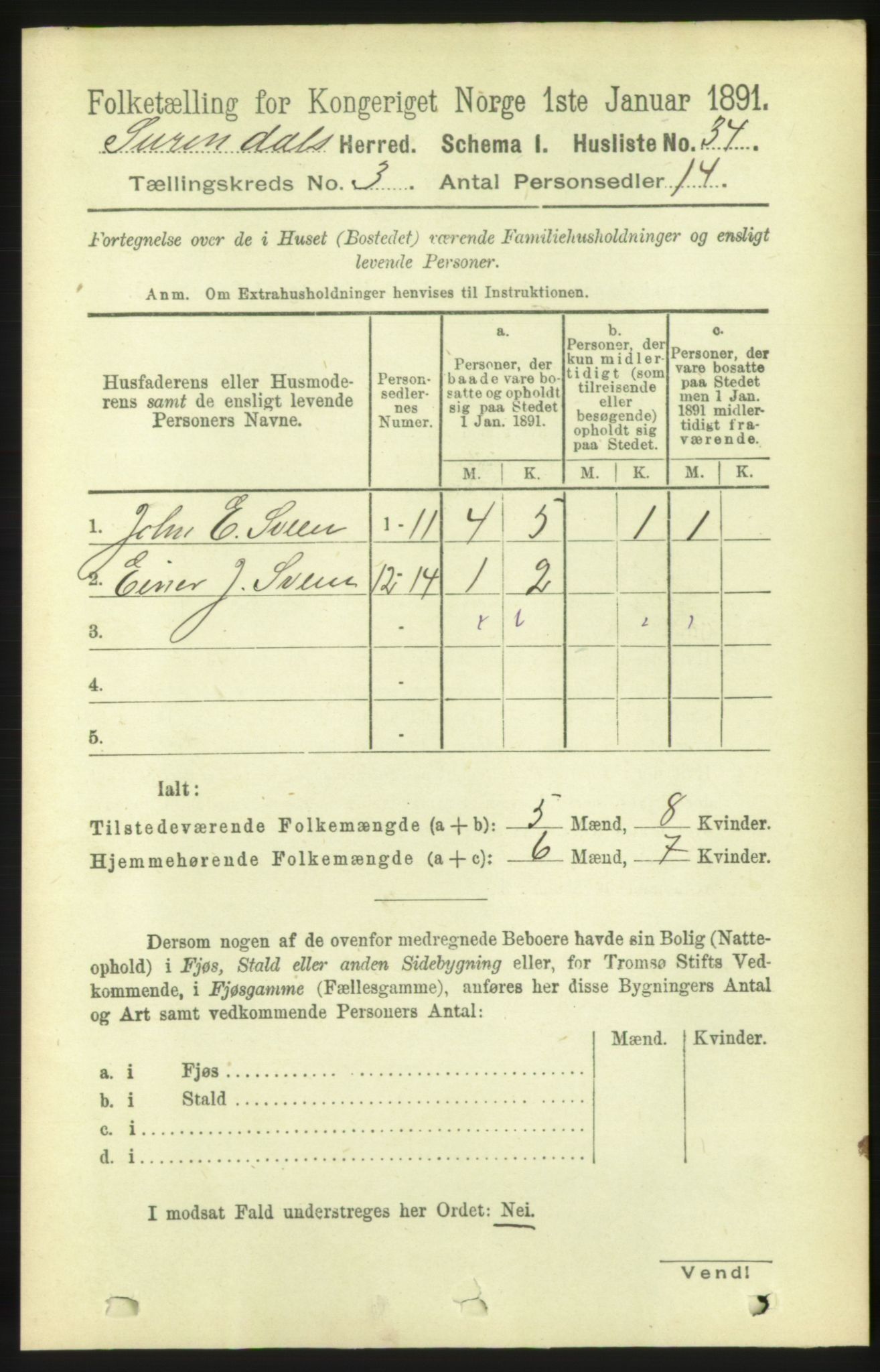 RA, 1891 census for 1566 Surnadal, 1891, p. 778