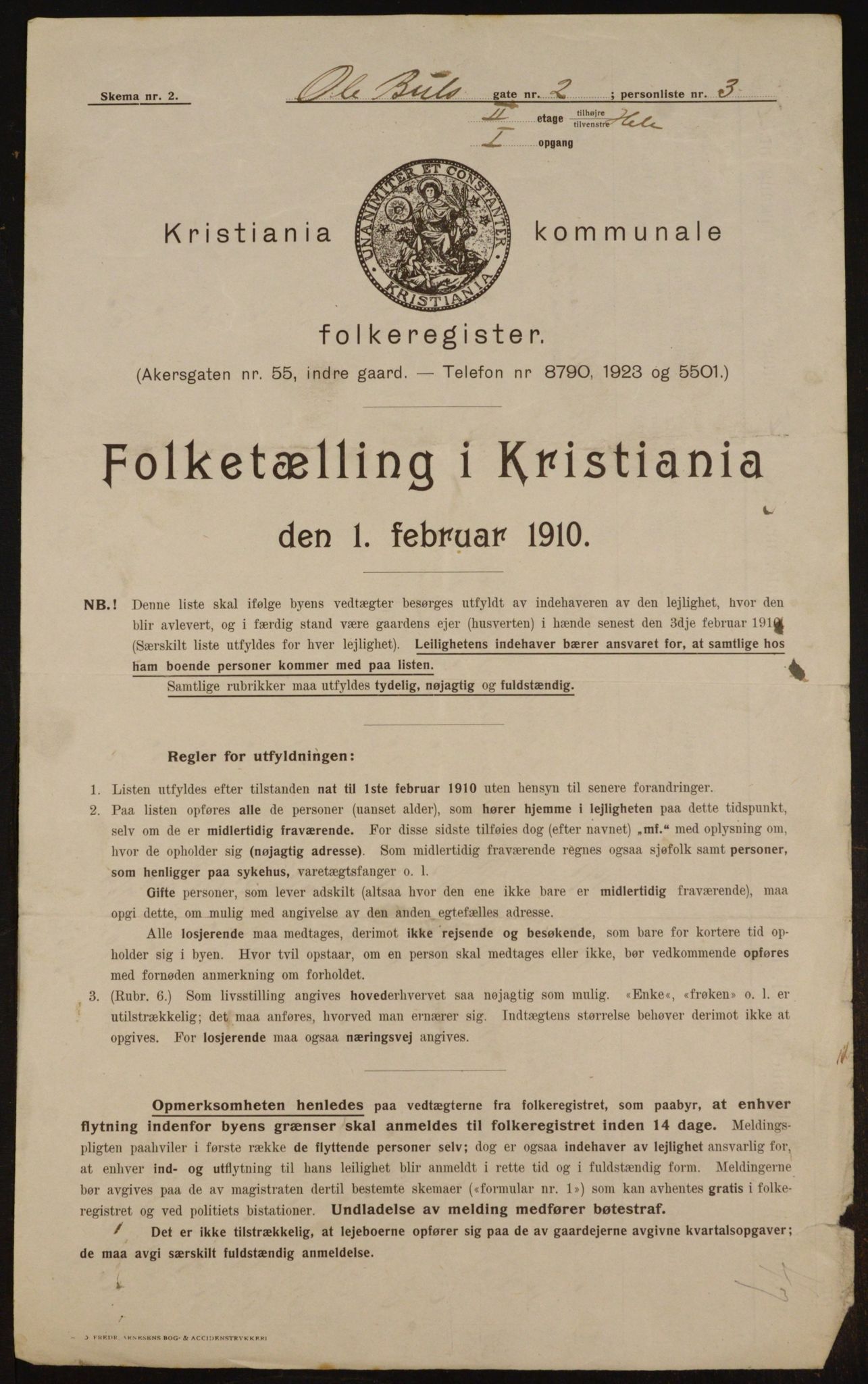 OBA, Municipal Census 1910 for Kristiania, 1910, p. 72684