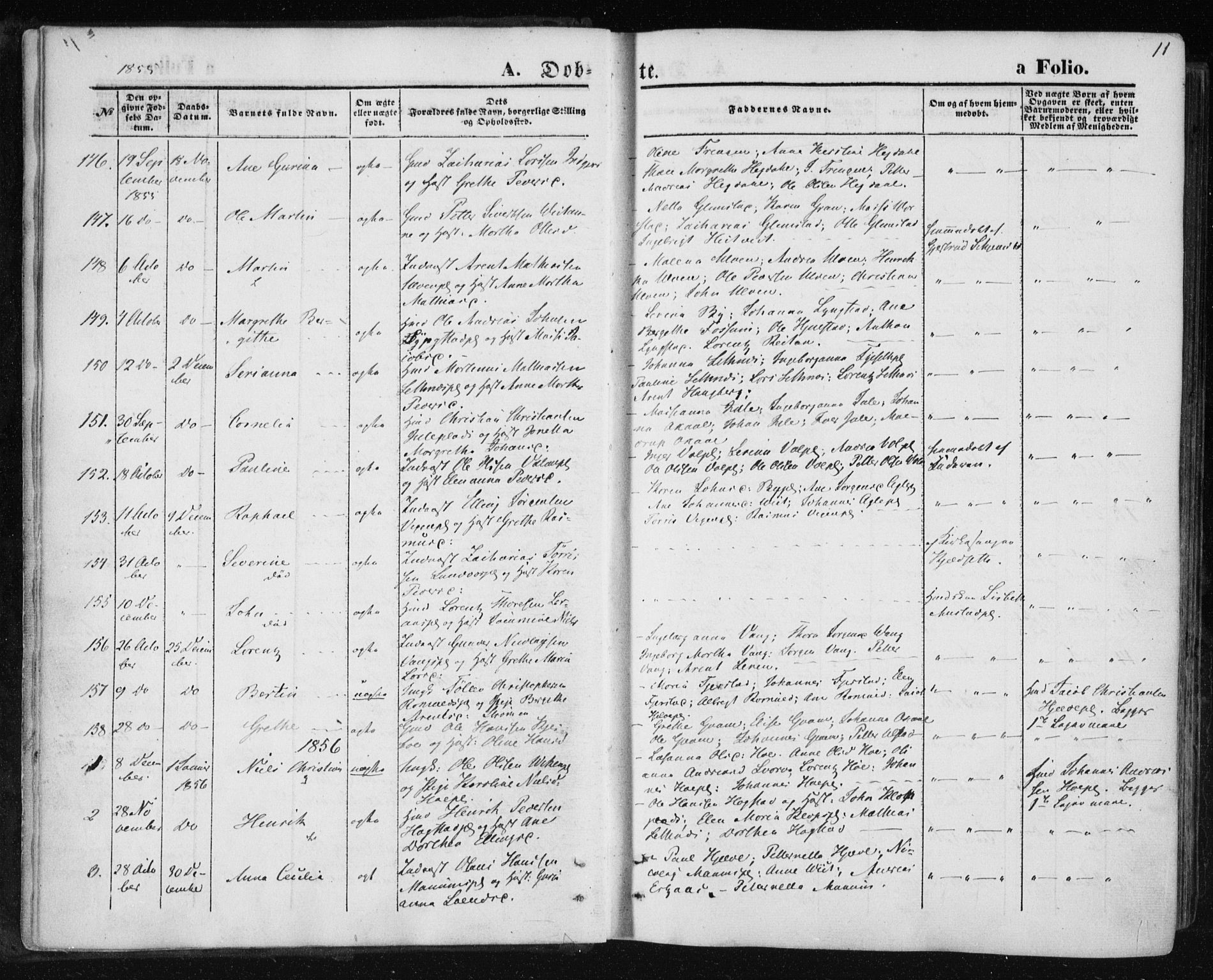 Ministerialprotokoller, klokkerbøker og fødselsregistre - Nord-Trøndelag, SAT/A-1458/730/L0283: Parish register (official) no. 730A08, 1855-1865, p. 11