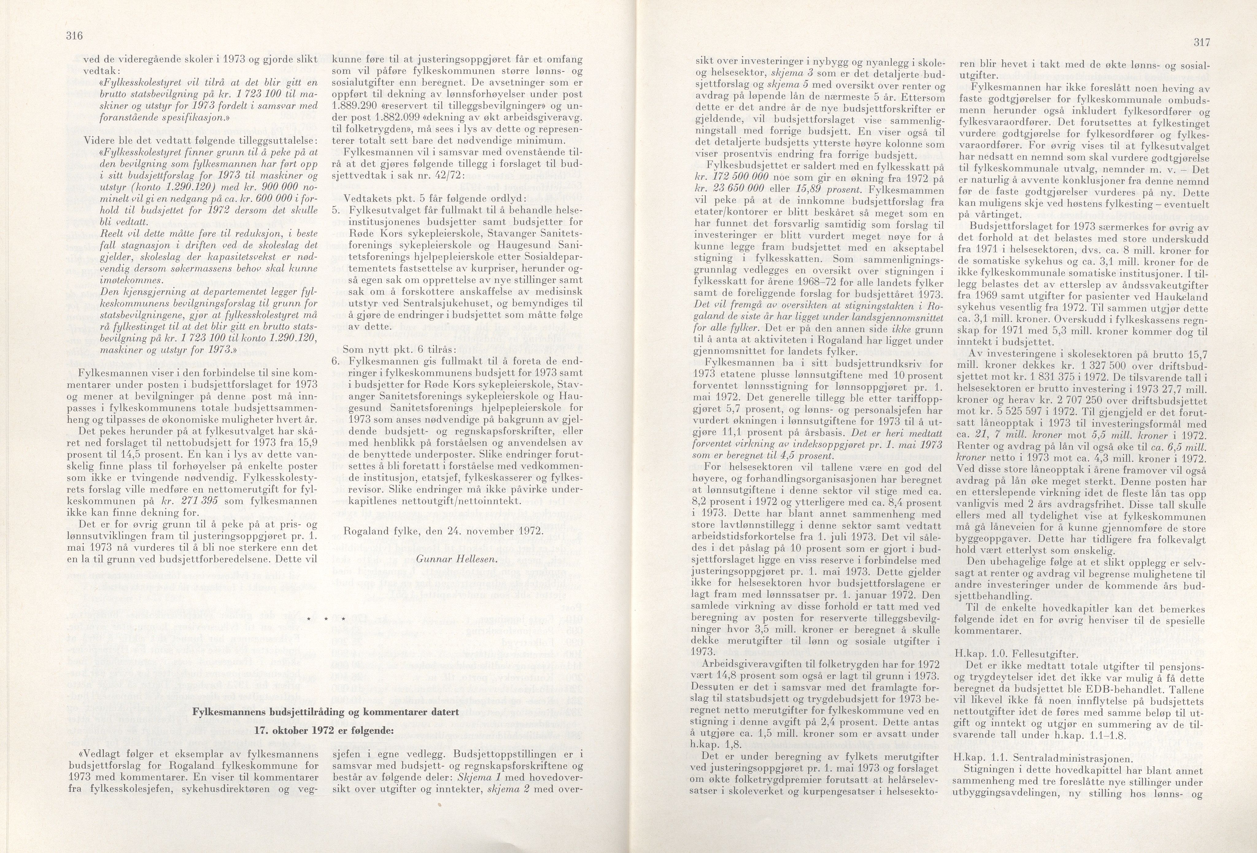 Rogaland fylkeskommune - Fylkesrådmannen , IKAR/A-900/A/Aa/Aaa/L0092: Møtebok , 1972, p. 316-317