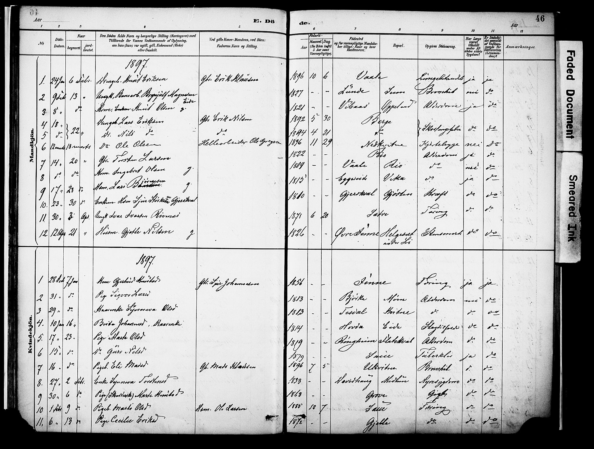 Voss sokneprestembete, AV/SAB-A-79001/H/Haa: Parish register (official) no. A 22, 1887-1909, p. 46