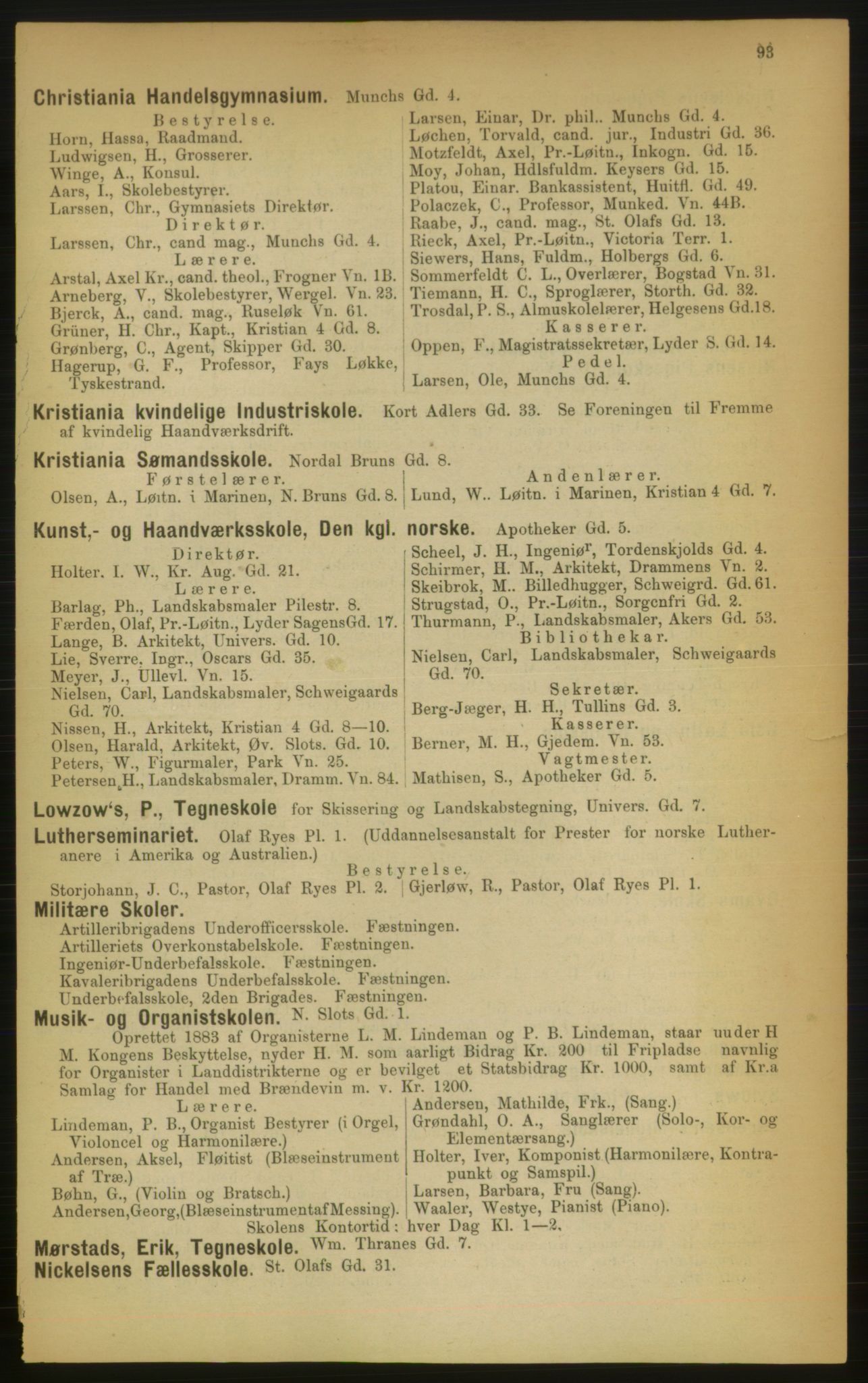 Kristiania/Oslo adressebok, PUBL/-, 1889, p. 93