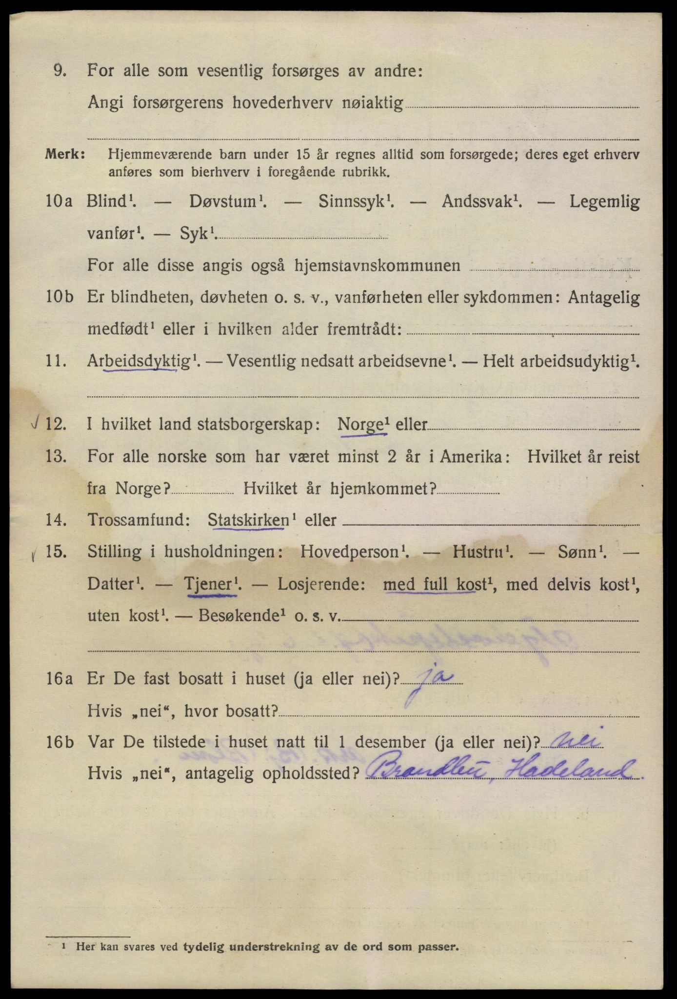 SAO, 1920 census for Kristiania, 1920, p. 215016