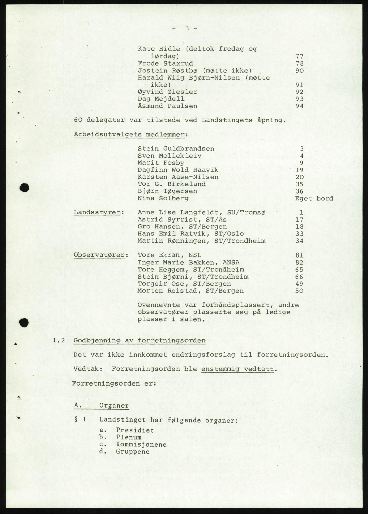 Norsk Studentunion, AV/RA-PA-0794/Fg/L0067: Landstinget, 1968-1979