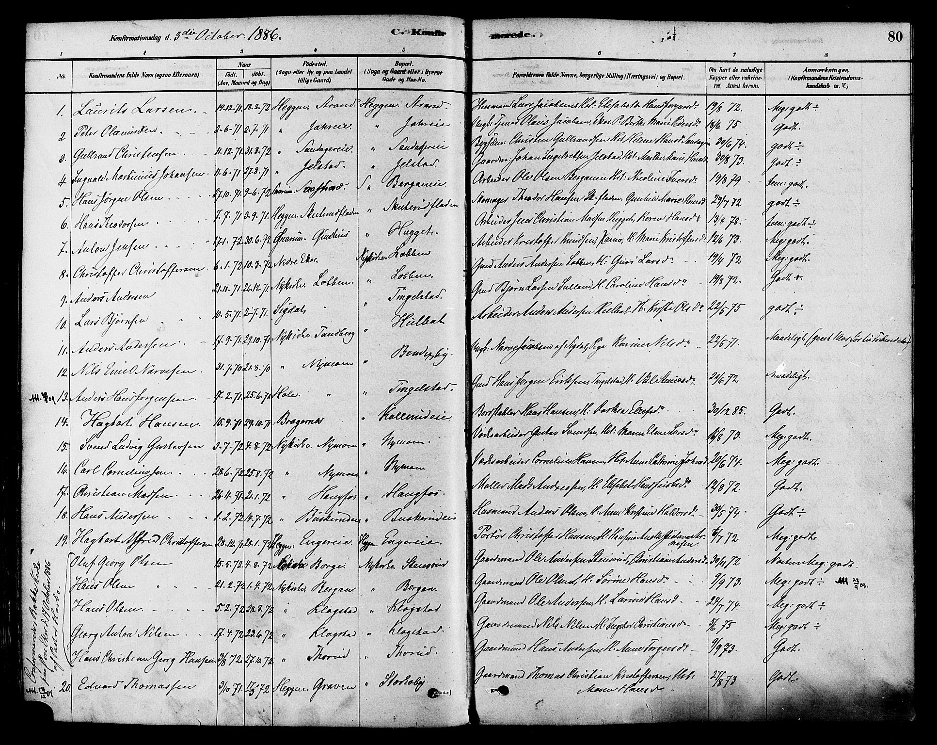 Modum kirkebøker, AV/SAKO-A-234/F/Fa/L0015: Parish register (official) no. 15 /1, 1877-1889, p. 80