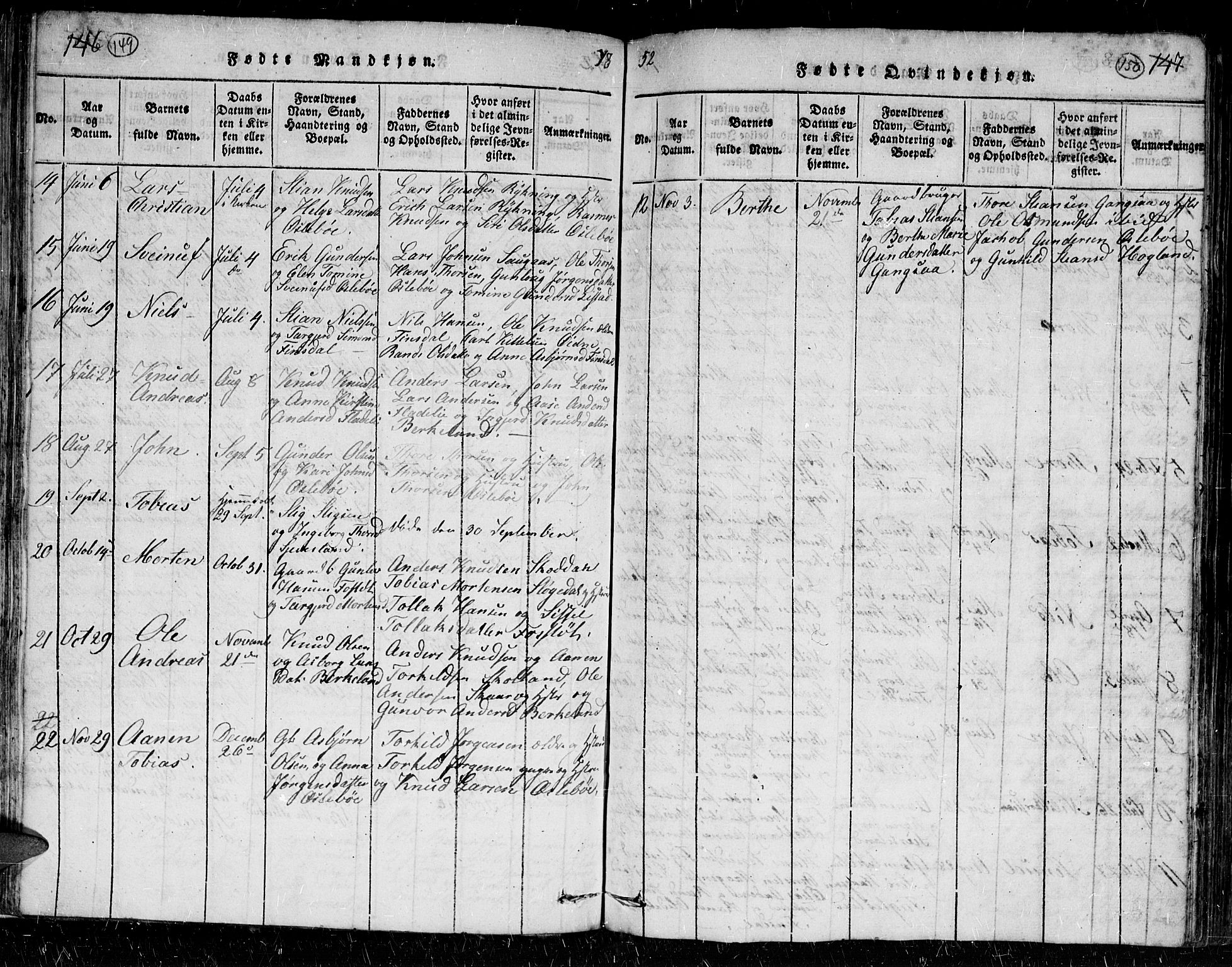 Holum sokneprestkontor, AV/SAK-1111-0022/F/Fb/Fbc/L0001: Parish register (copy) no. B 1, 1820-1859, p. 149-150