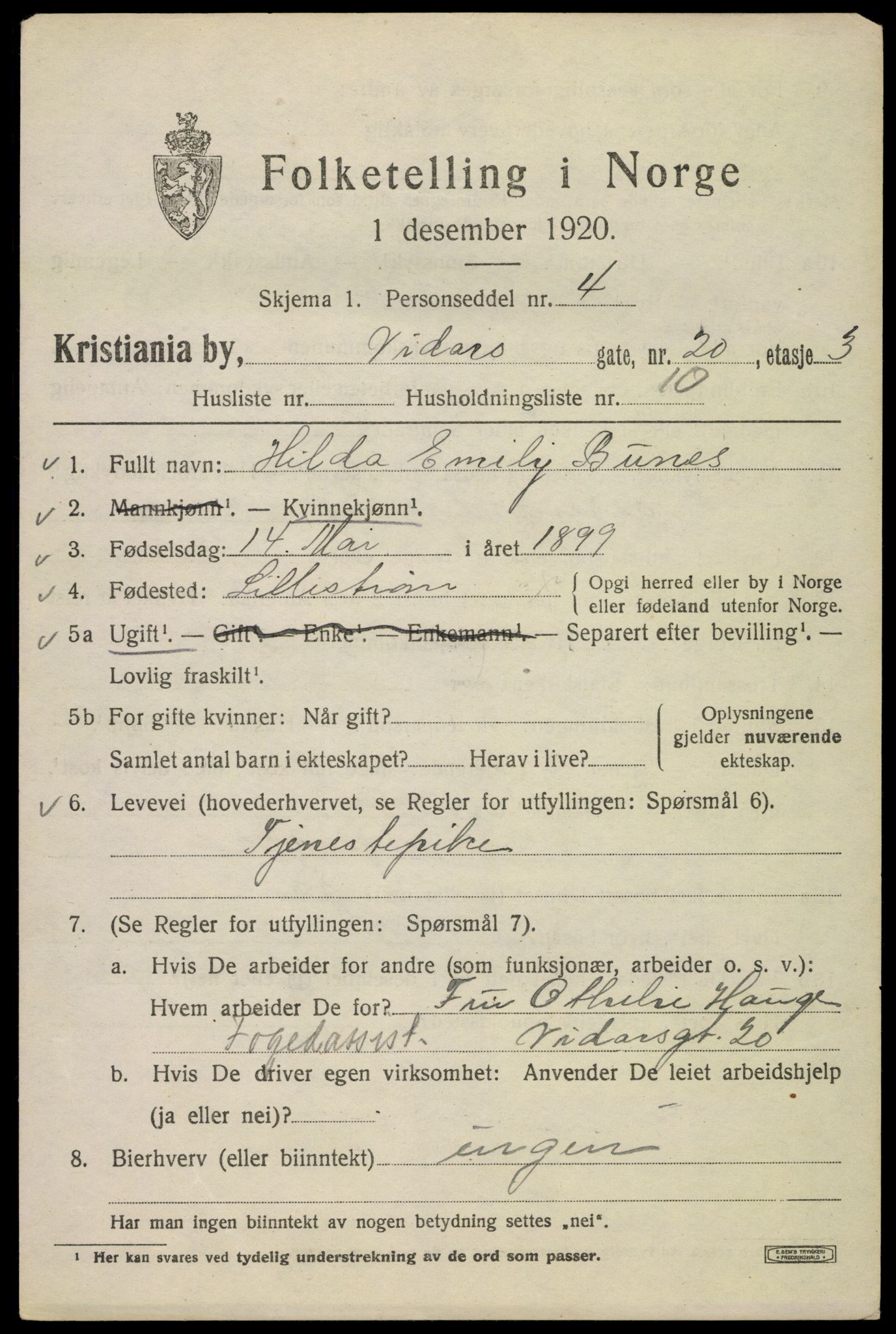 SAO, 1920 census for Kristiania, 1920, p. 636747