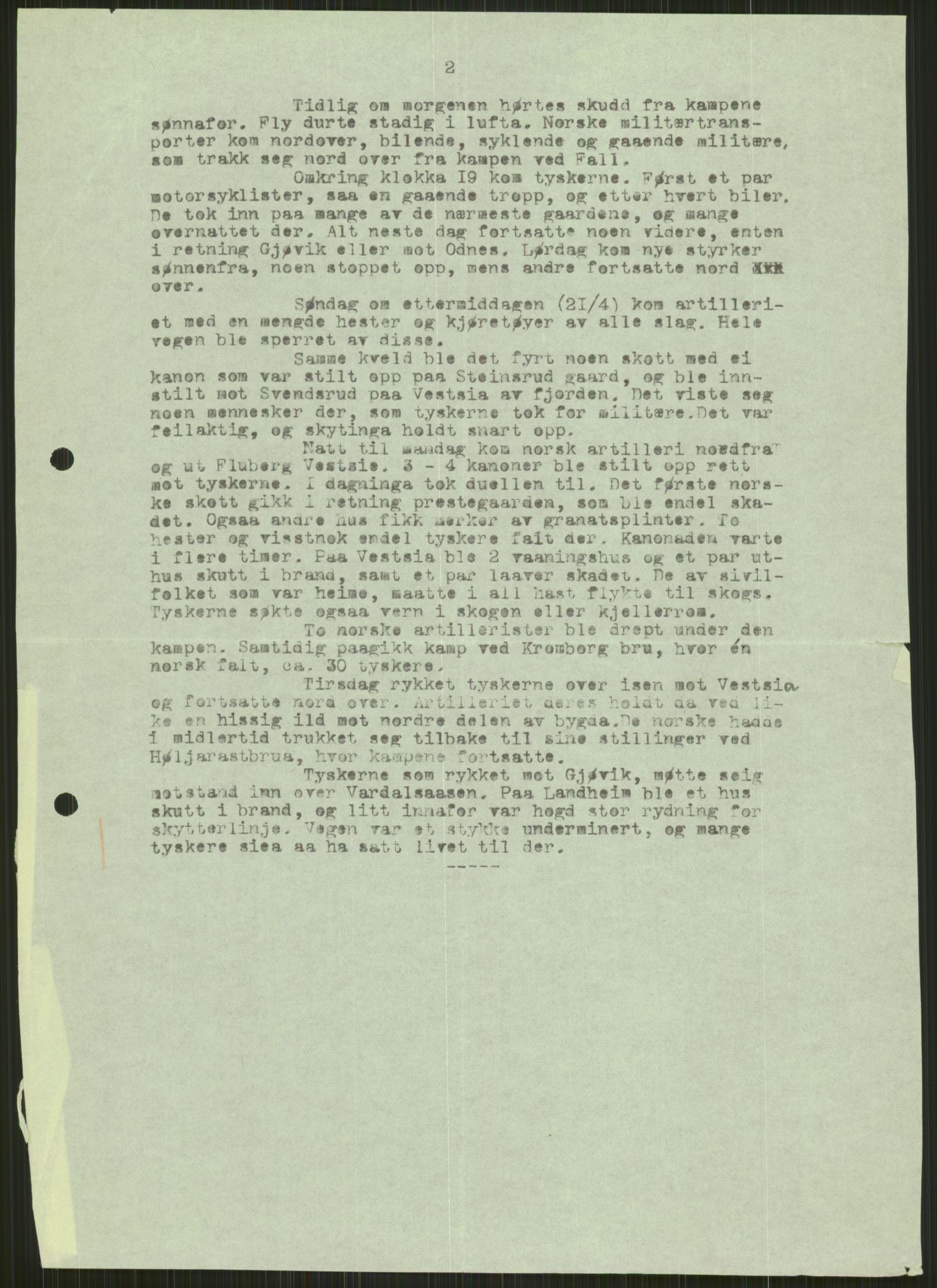 Forsvaret, Forsvarets krigshistoriske avdeling, AV/RA-RAFA-2017/Y/Ya/L0014: II-C-11-31 - Fylkesmenn.  Rapporter om krigsbegivenhetene 1940., 1940, p. 161