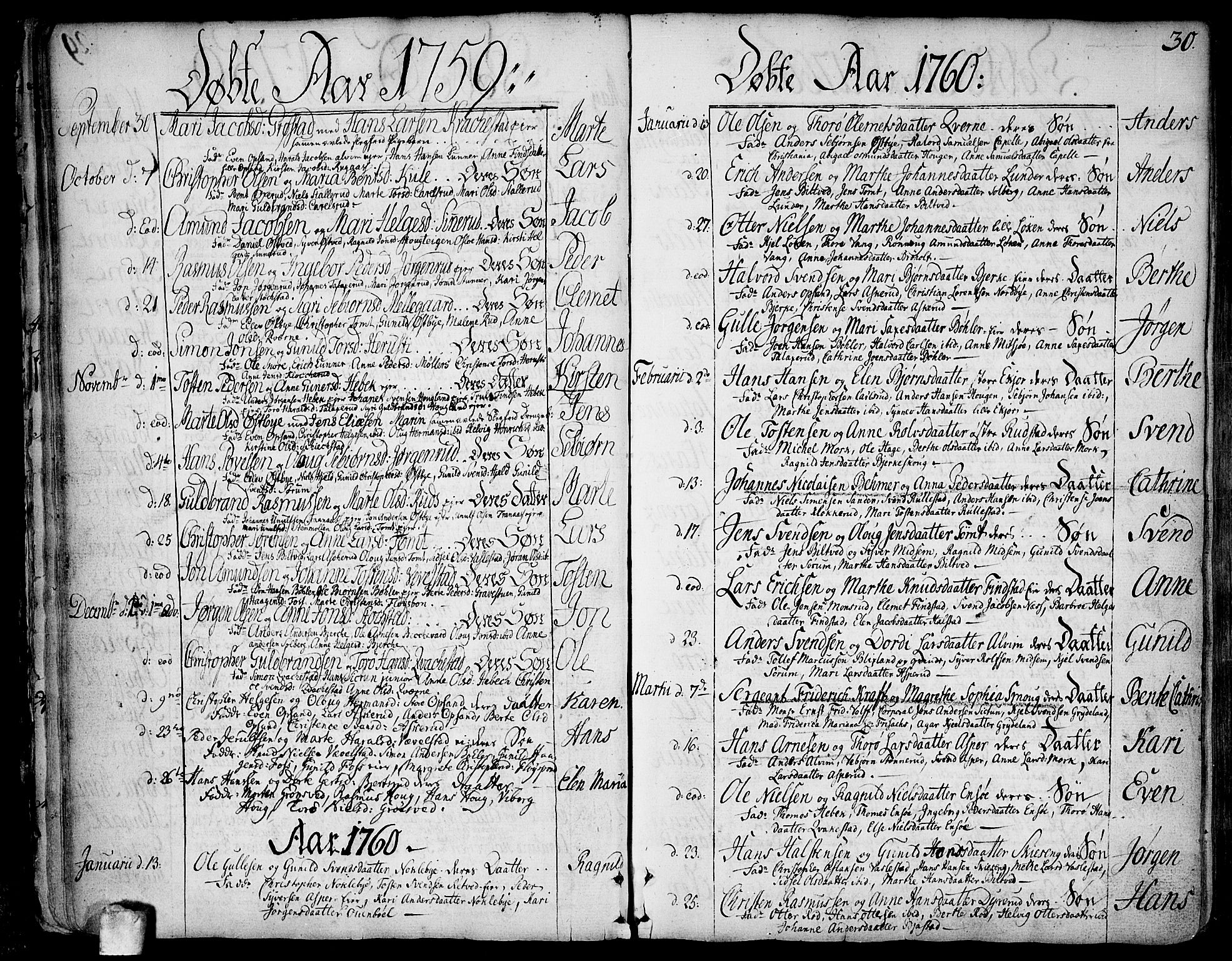 Kråkstad prestekontor Kirkebøker, SAO/A-10125a/F/Fa/L0001: Parish register (official) no. I 1, 1736-1785, p. 30