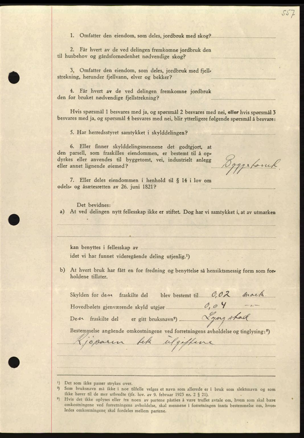 Nordmøre sorenskriveri, AV/SAT-A-4132/1/2/2Ca: Mortgage book no. A96, 1943-1944, Diary no: : 2524/1943